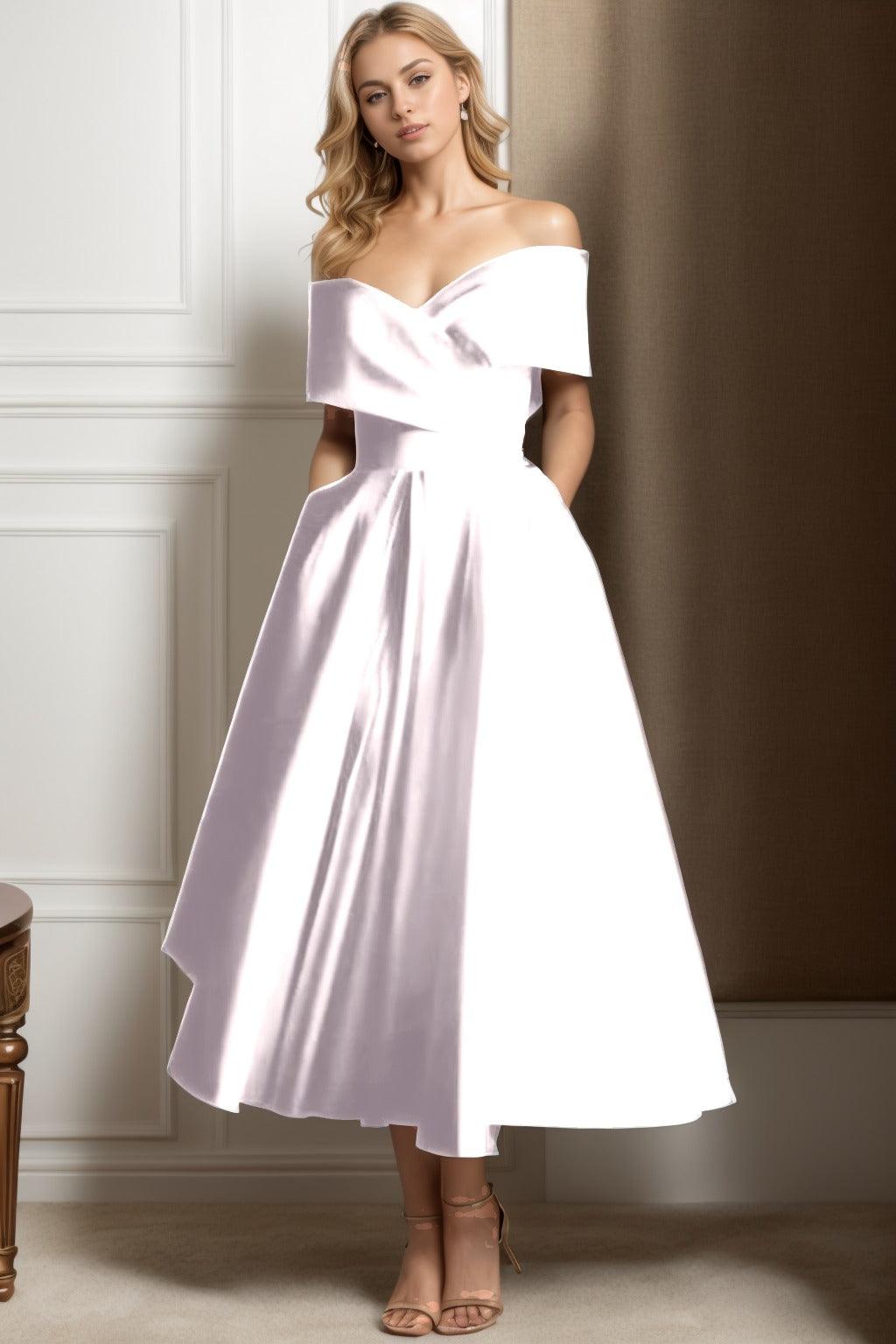 A-Line Ankle Length Satin Graduation Dresses CS0564 - COCOMELODY