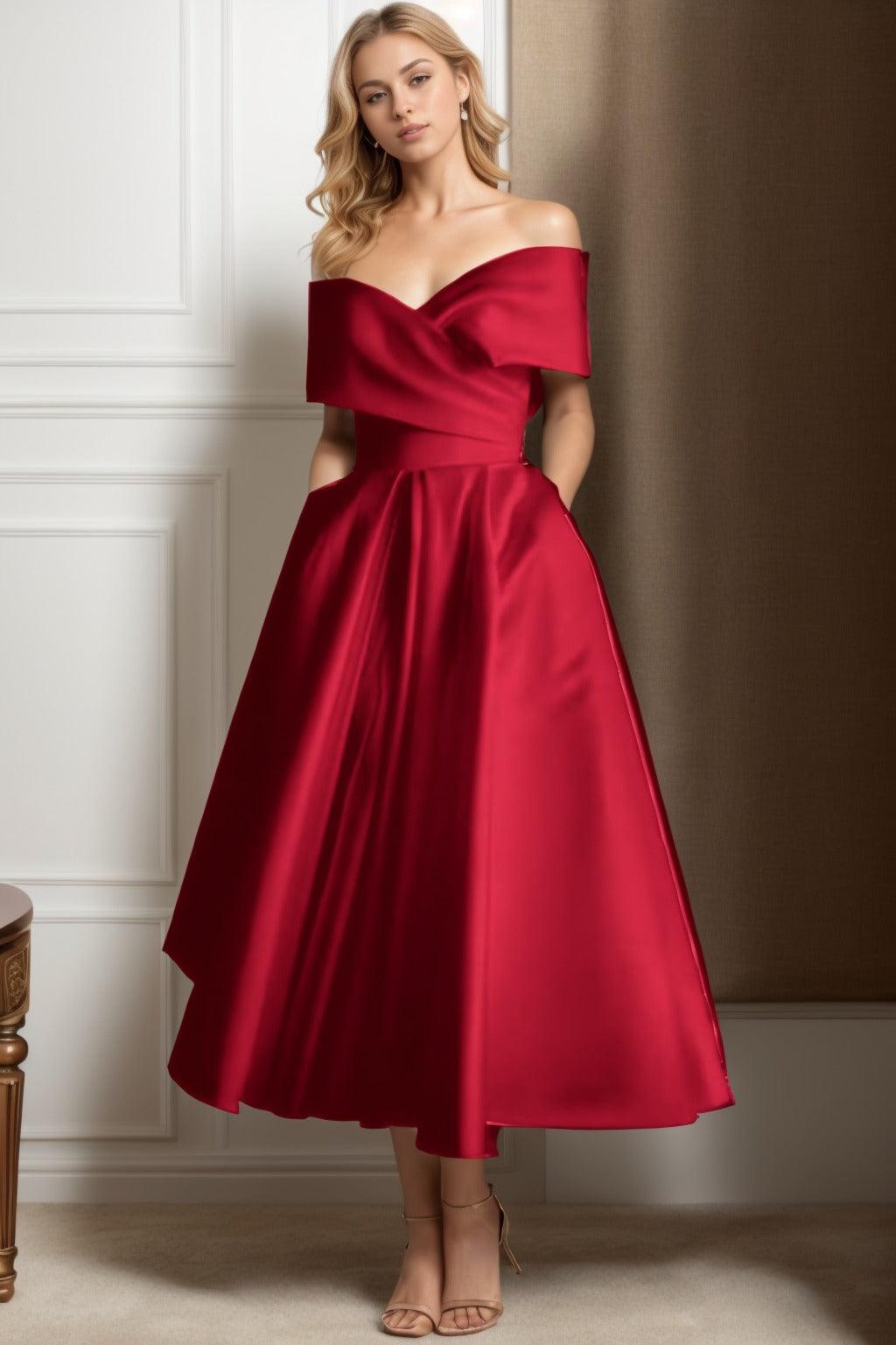 A-Line Ankle Length Satin Graduation Dresses CS0564 - COCOMELODY