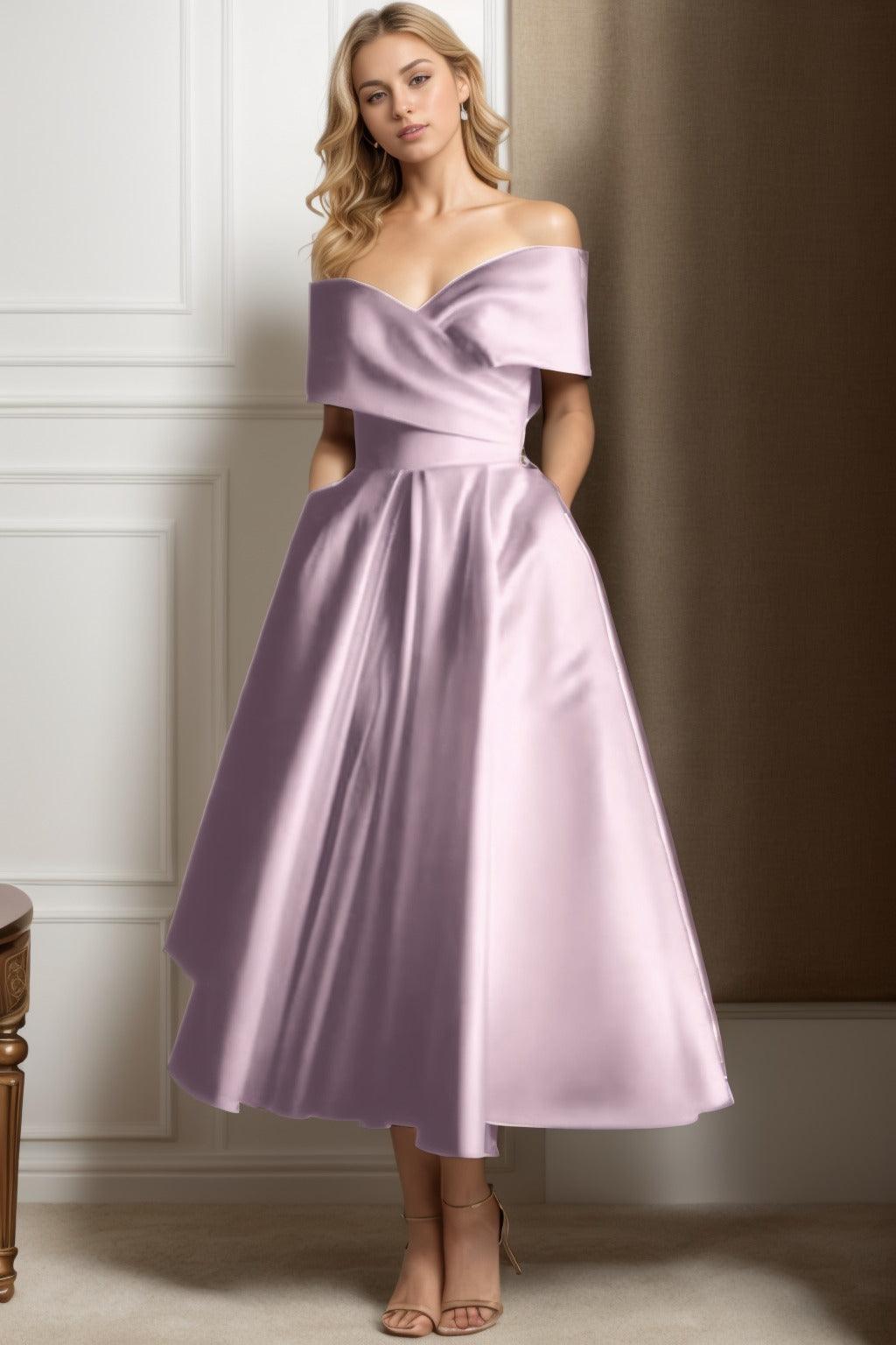A-Line Ankle Length Satin Graduation Dresses CS0564 - COCOMELODY