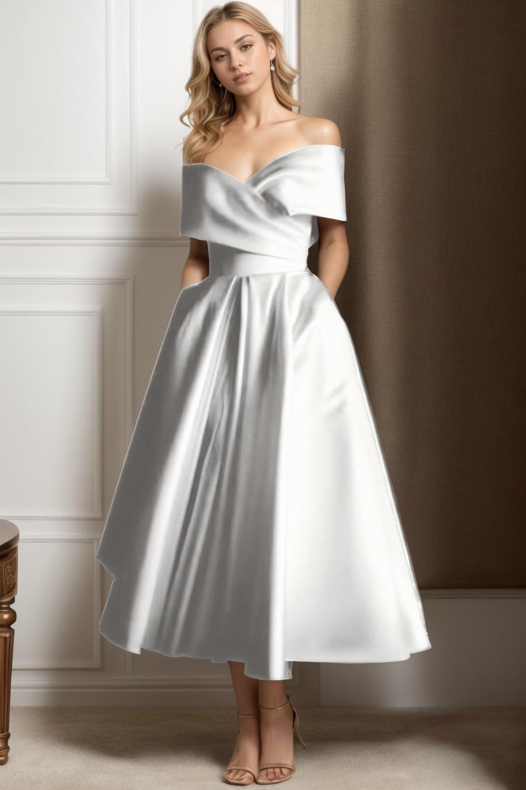 A-Line Ankle Length Satin Graduation Dresses CS0564 - COCOMELODY