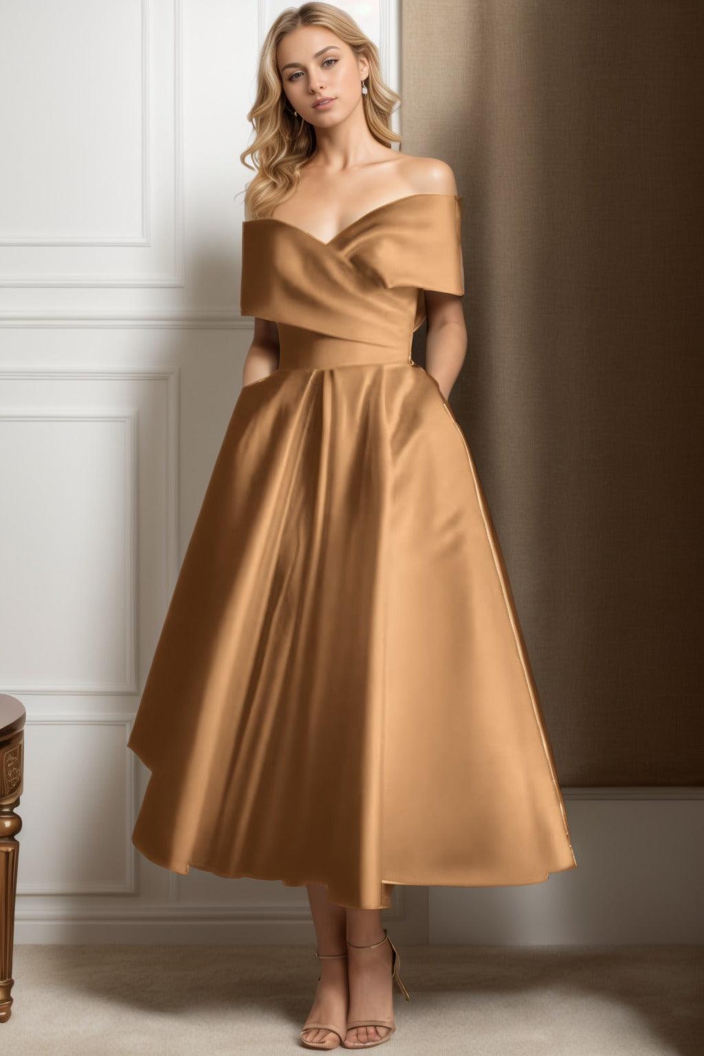 A-Line Ankle Length Satin Graduation Dresses CS0564 - COCOMELODY