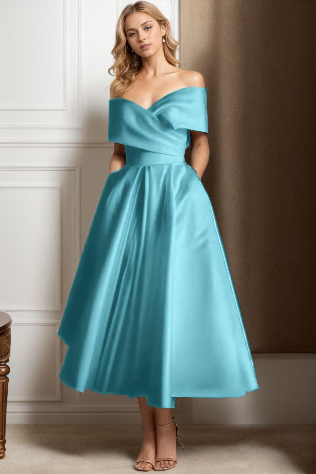 A-Line Ankle Length Satin Graduation Dresses CS0564 - COCOMELODY