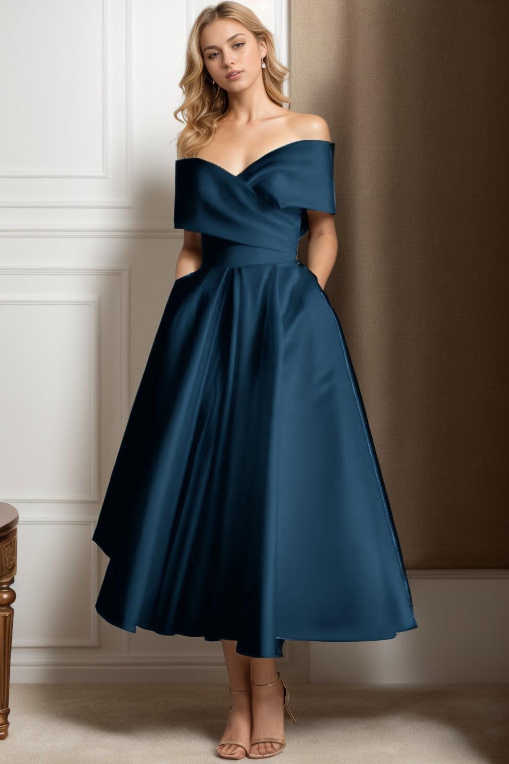 A-Line Ankle Length Satin Graduation Dresses CS0564 - COCOMELODY