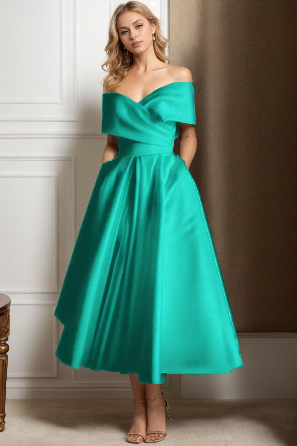A-Line Ankle Length Satin Graduation Dresses CS0564 - COCOMELODY