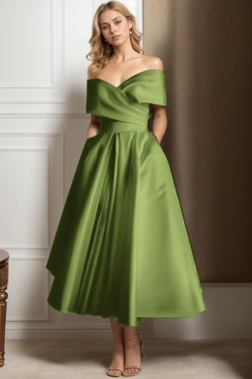 A-Line Ankle Length Satin Graduation Dresses CS0564 - COCOMELODY