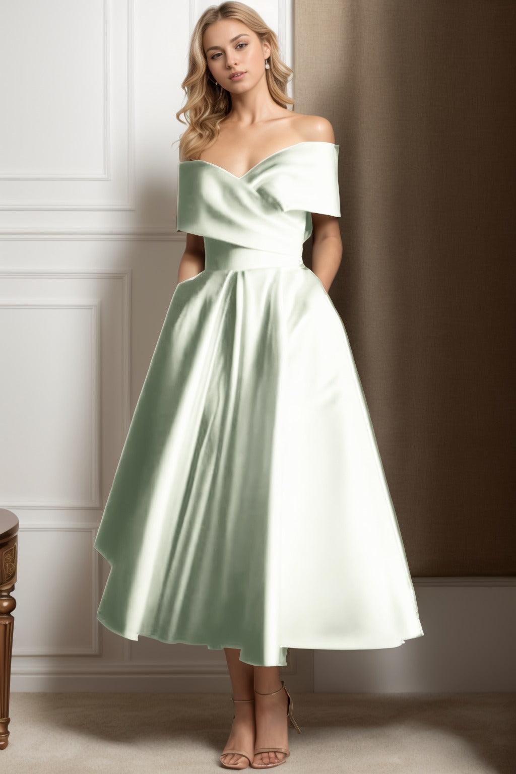 A-Line Ankle Length Satin Graduation Dresses CS0564 - COCOMELODY