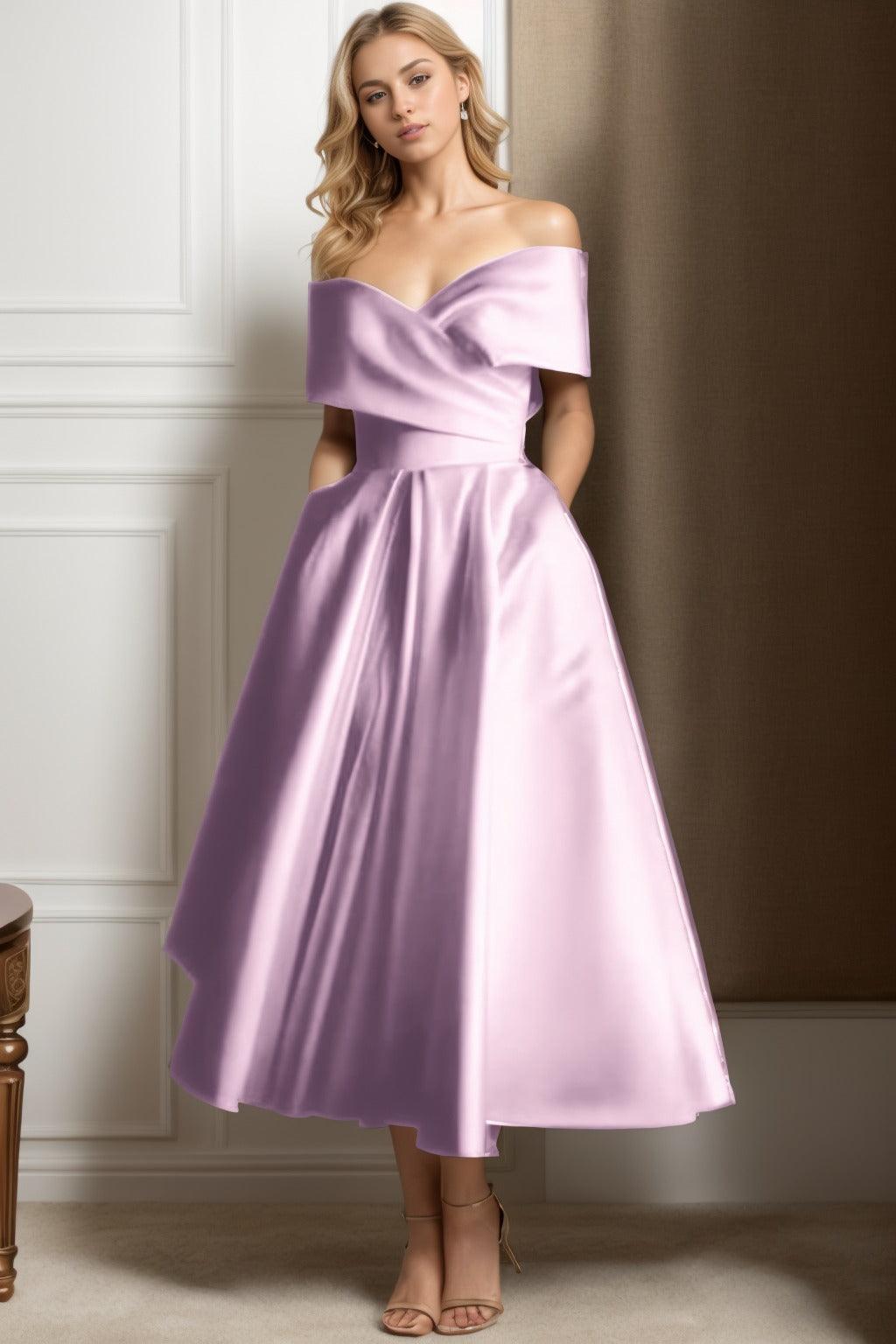 A-Line Ankle Length Satin Graduation Dresses CS0564 - COCOMELODY