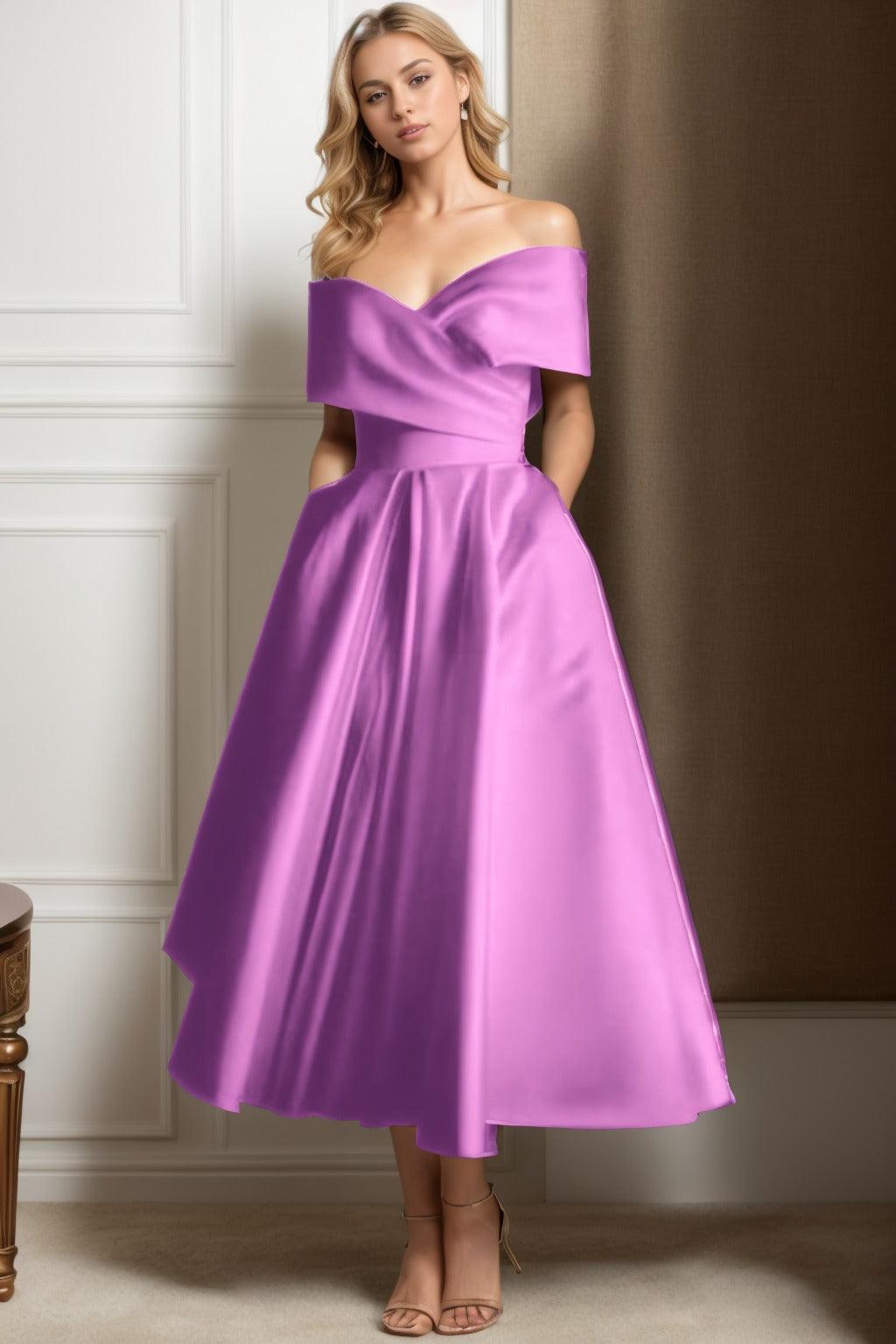 A-Line Ankle Length Satin Graduation Dresses CS0564 - COCOMELODY
