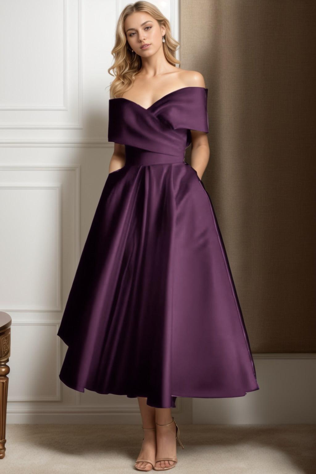 A-Line Ankle Length Satin Graduation Dresses CS0564 - COCOMELODY