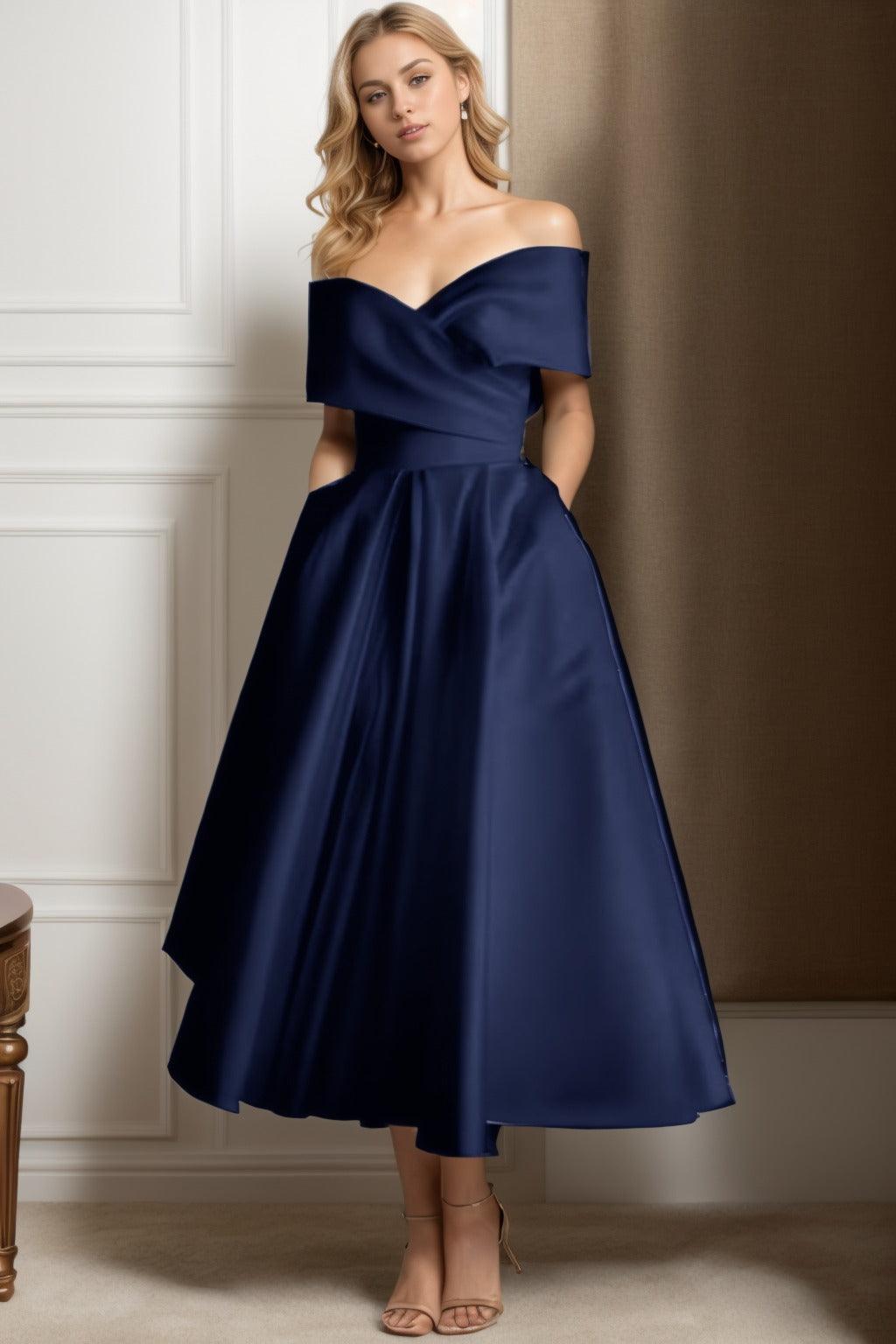A-Line Ankle Length Satin Graduation Dresses CS0564 - COCOMELODY