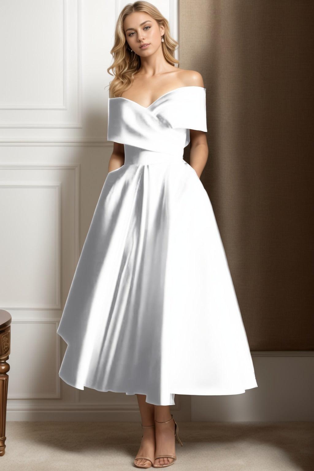 A-Line Ankle Length Satin Graduation Dresses CS0564 - COCOMELODY