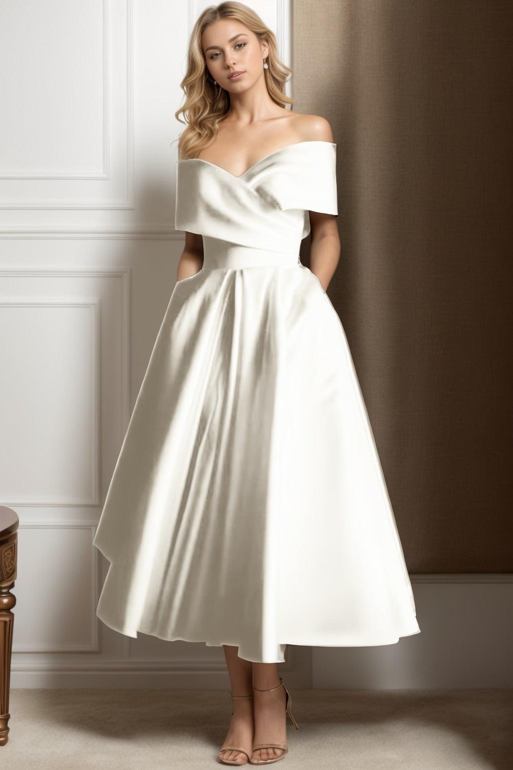 A-Line Ankle Length Satin Graduation Dresses CS0564 - COCOMELODY