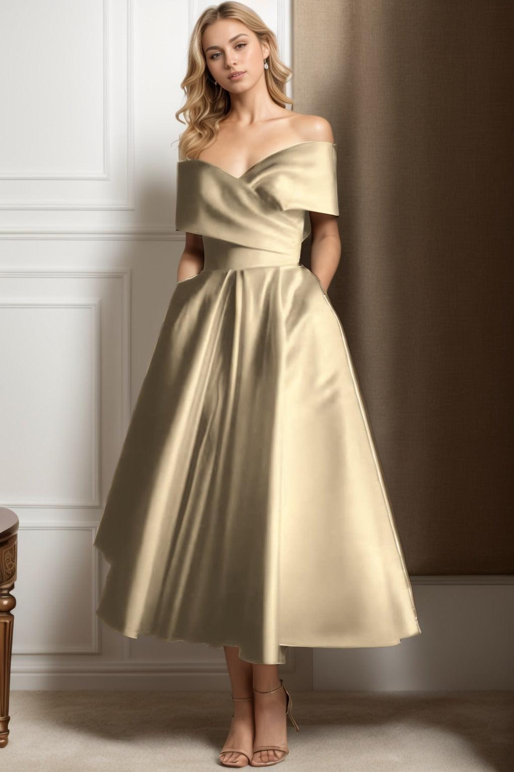 A-Line Ankle Length Satin Graduation Dresses CS0564 - COCOMELODY