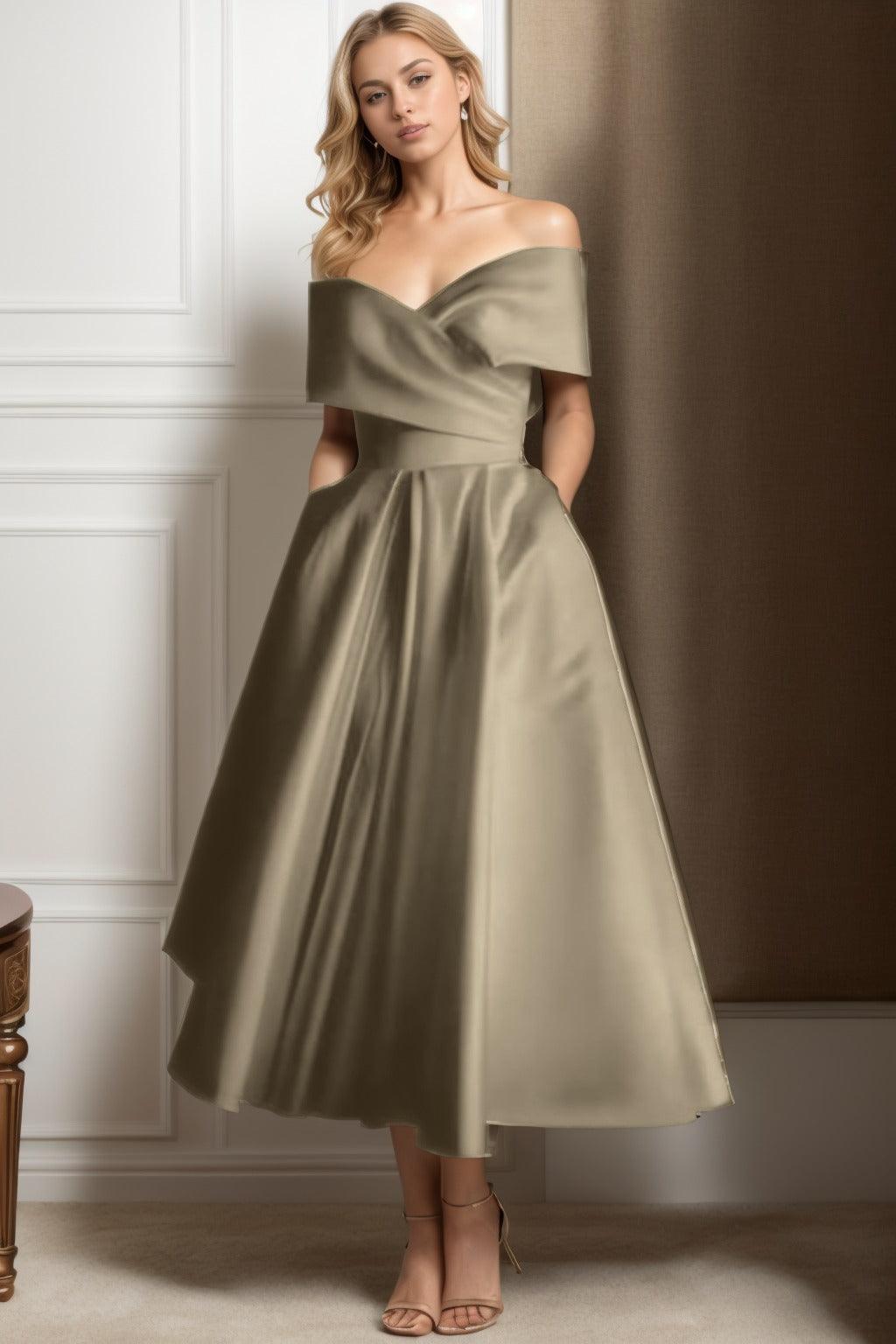 A-Line Ankle Length Satin Graduation Dresses CS0564 - COCOMELODY