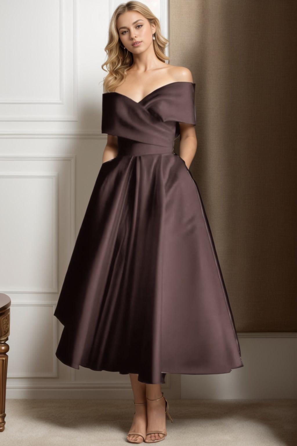 A-Line Ankle Length Satin Graduation Dresses CS0564 - COCOMELODY