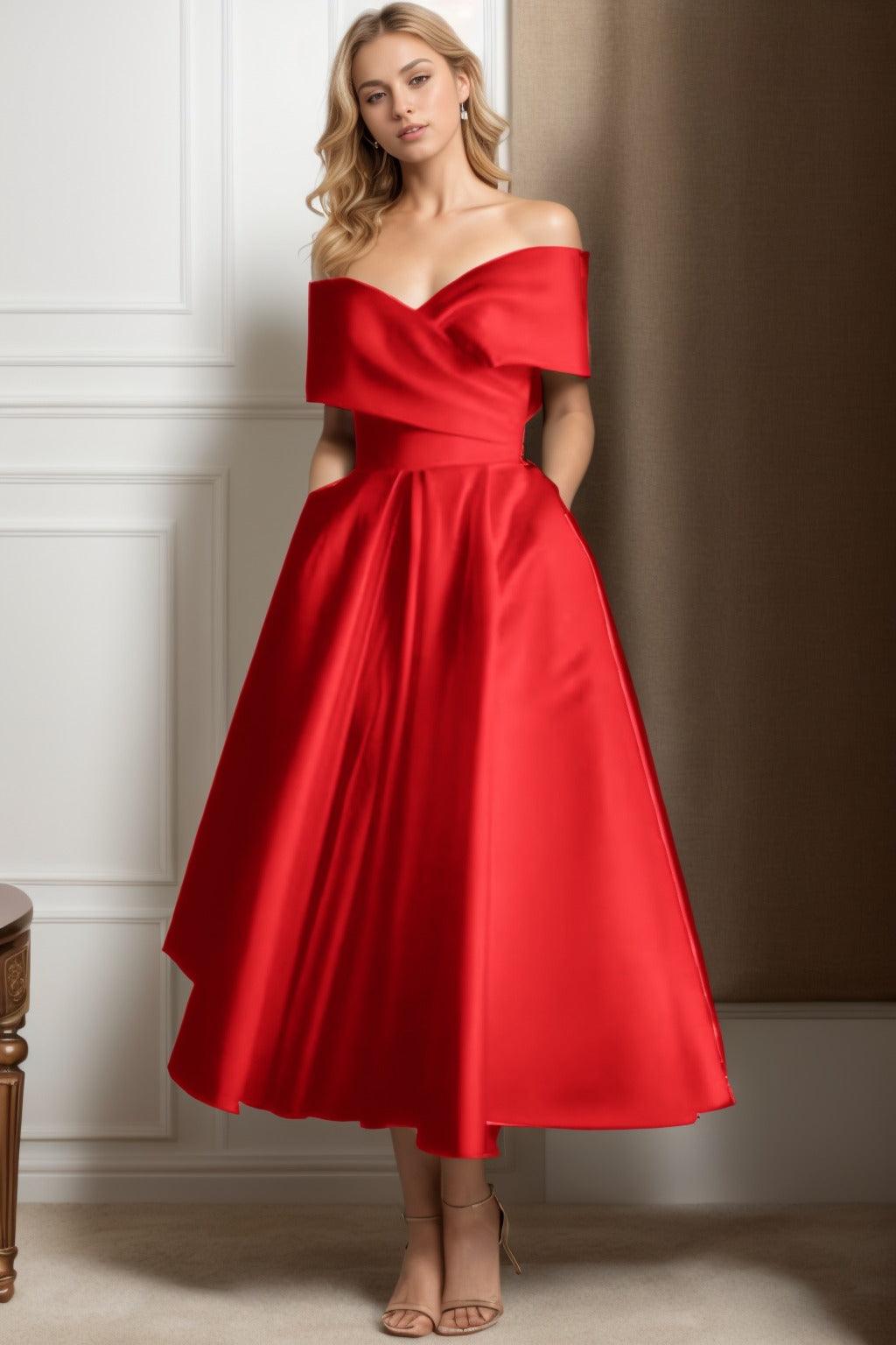 A-Line Ankle Length Satin Graduation Dresses CS0564 - COCOMELODY