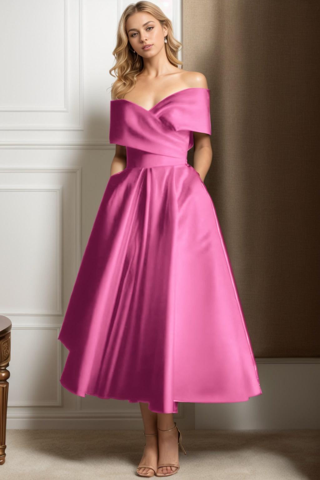 A-Line Ankle Length Satin Graduation Dresses CS0564 - COCOMELODY