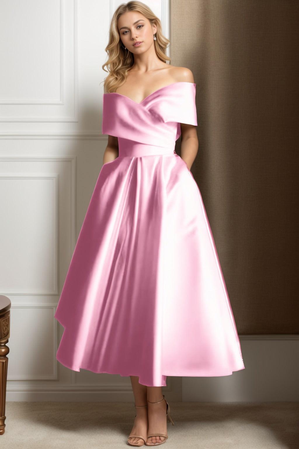 A-Line Ankle Length Satin Graduation Dresses CS0564 - COCOMELODY