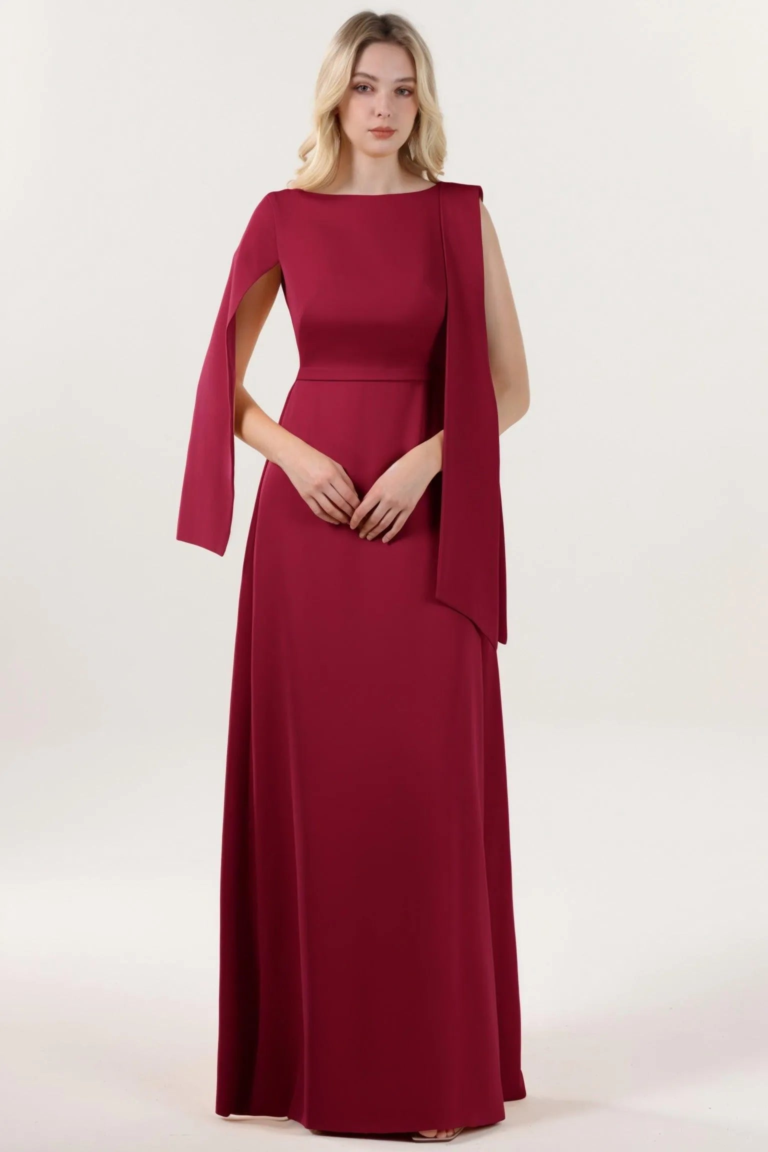 A-Line Maxi Stretch Crepe Formal Dress CS0586 - COCOMELODY