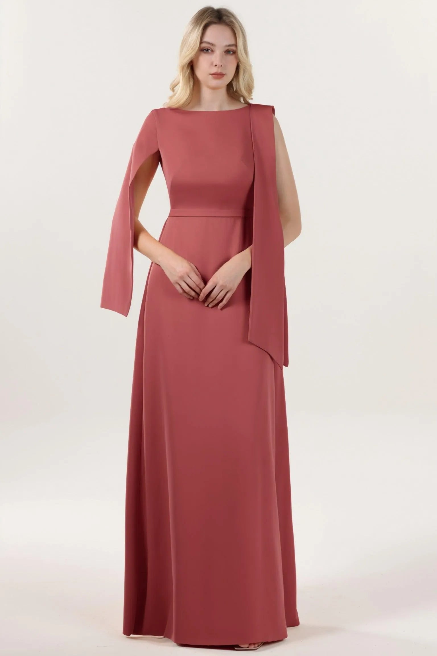 A-Line Maxi Stretch Crepe Formal Dress CS0586 - COCOMELODY