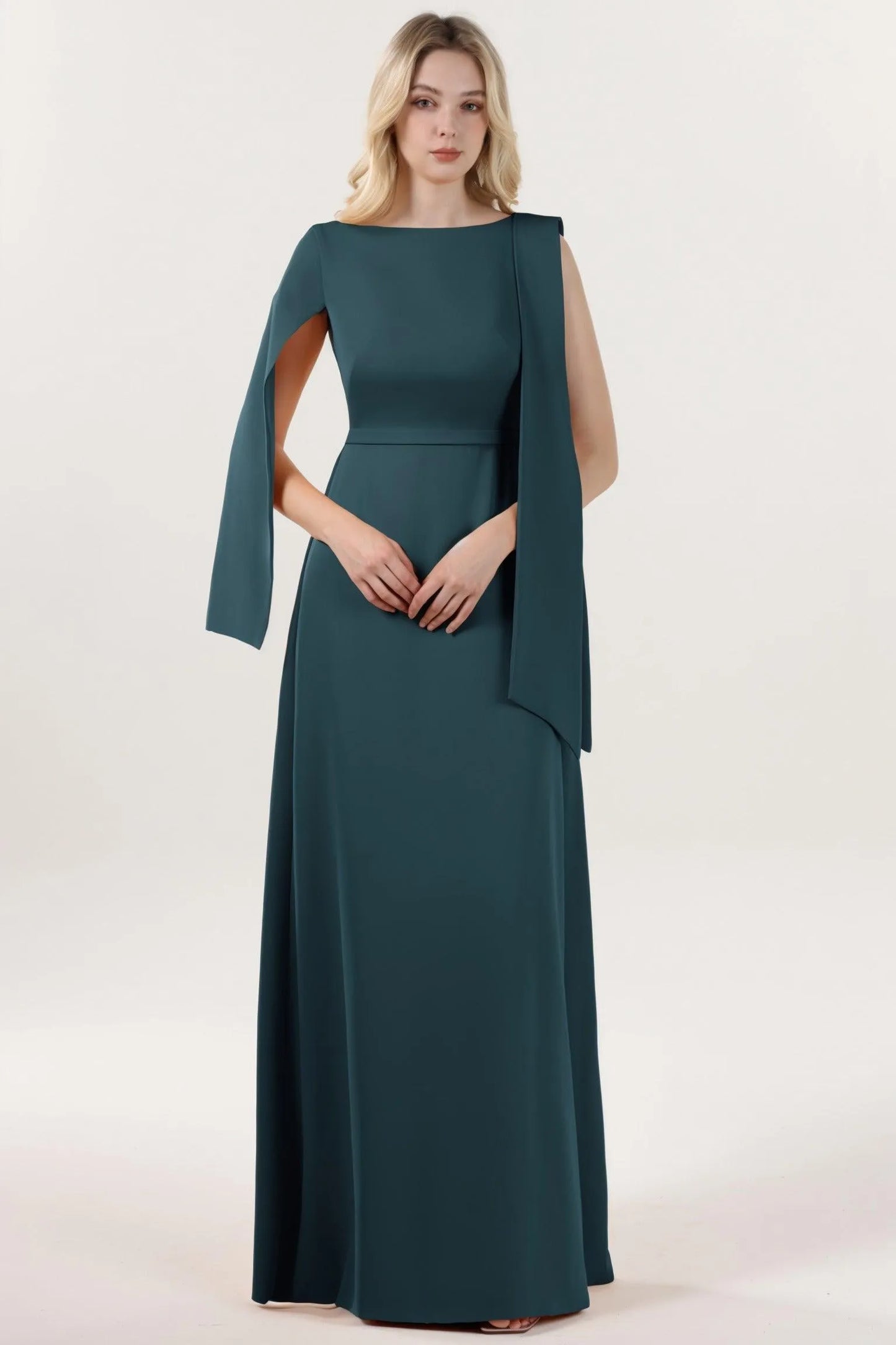 A-Line Maxi Stretch Crepe Formal Dress CS0586 - COCOMELODY