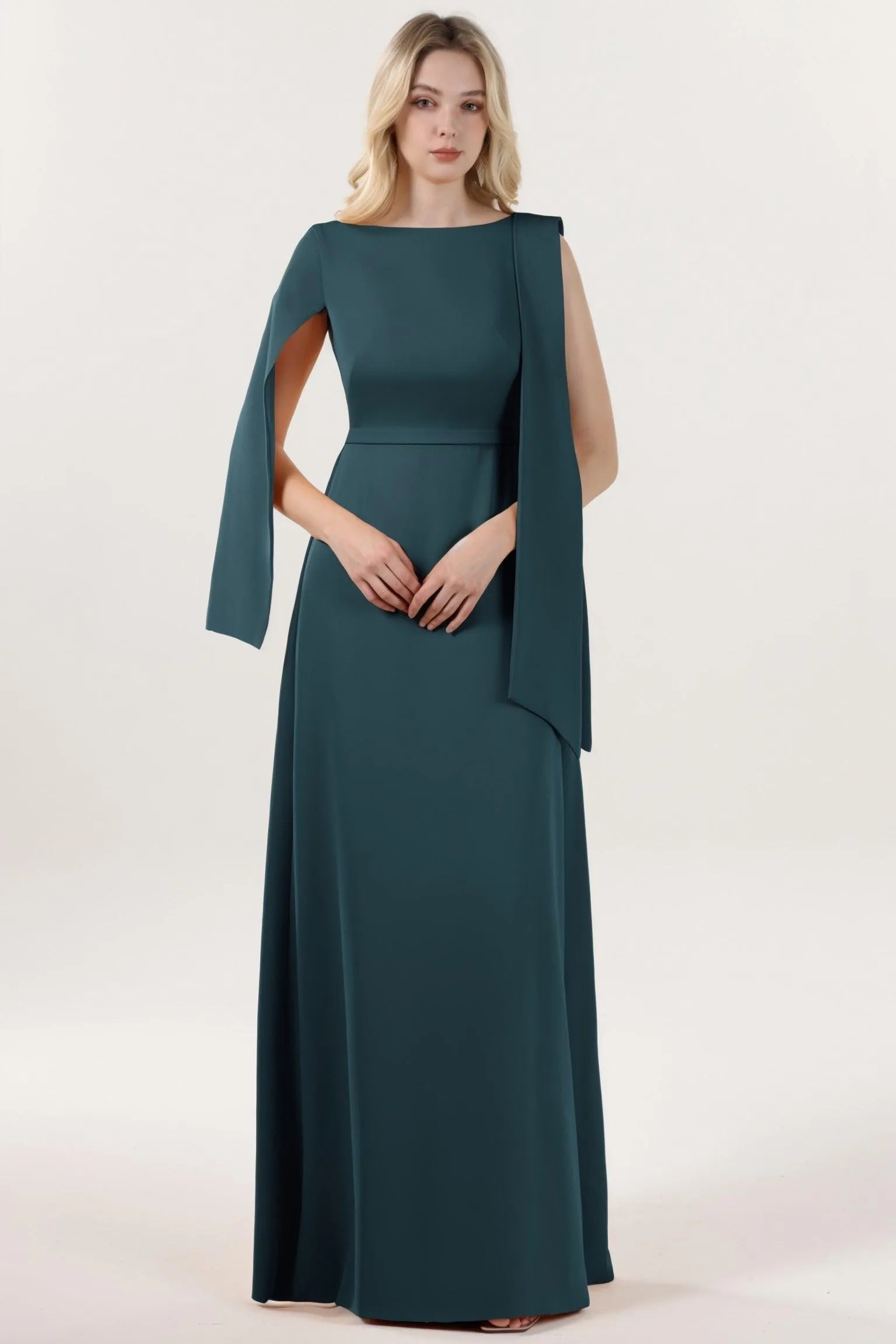 A-Line Maxi Stretch Crepe Formal Dress CS0586 - COCOMELODY