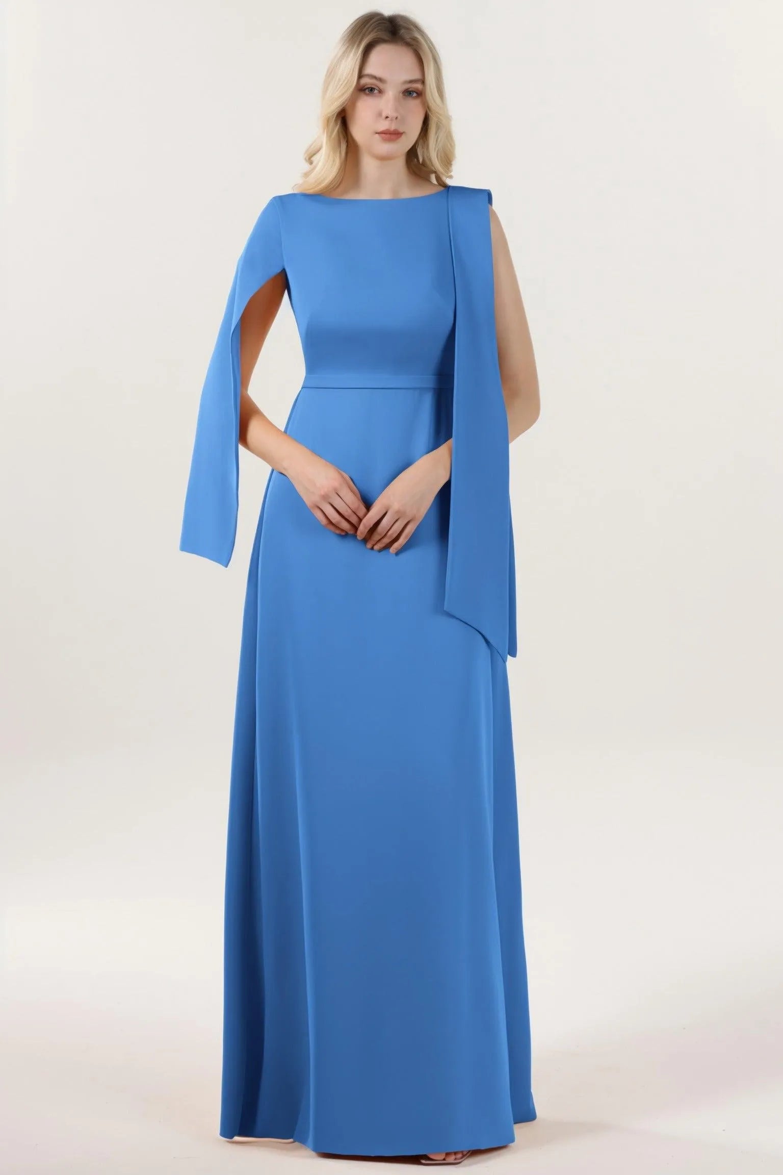 A-Line Maxi Stretch Crepe Formal Dress CS0586 - COCOMELODY