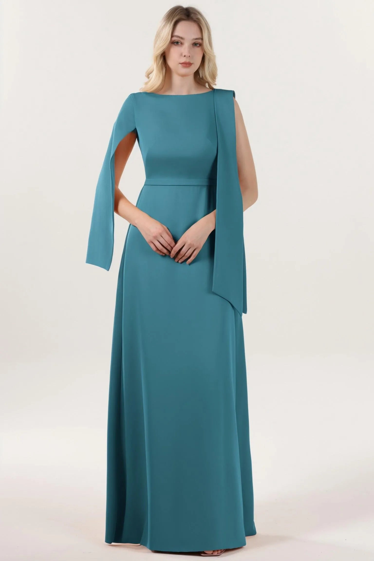 A-Line Maxi Stretch Crepe Formal Dress CS0586 - COCOMELODY