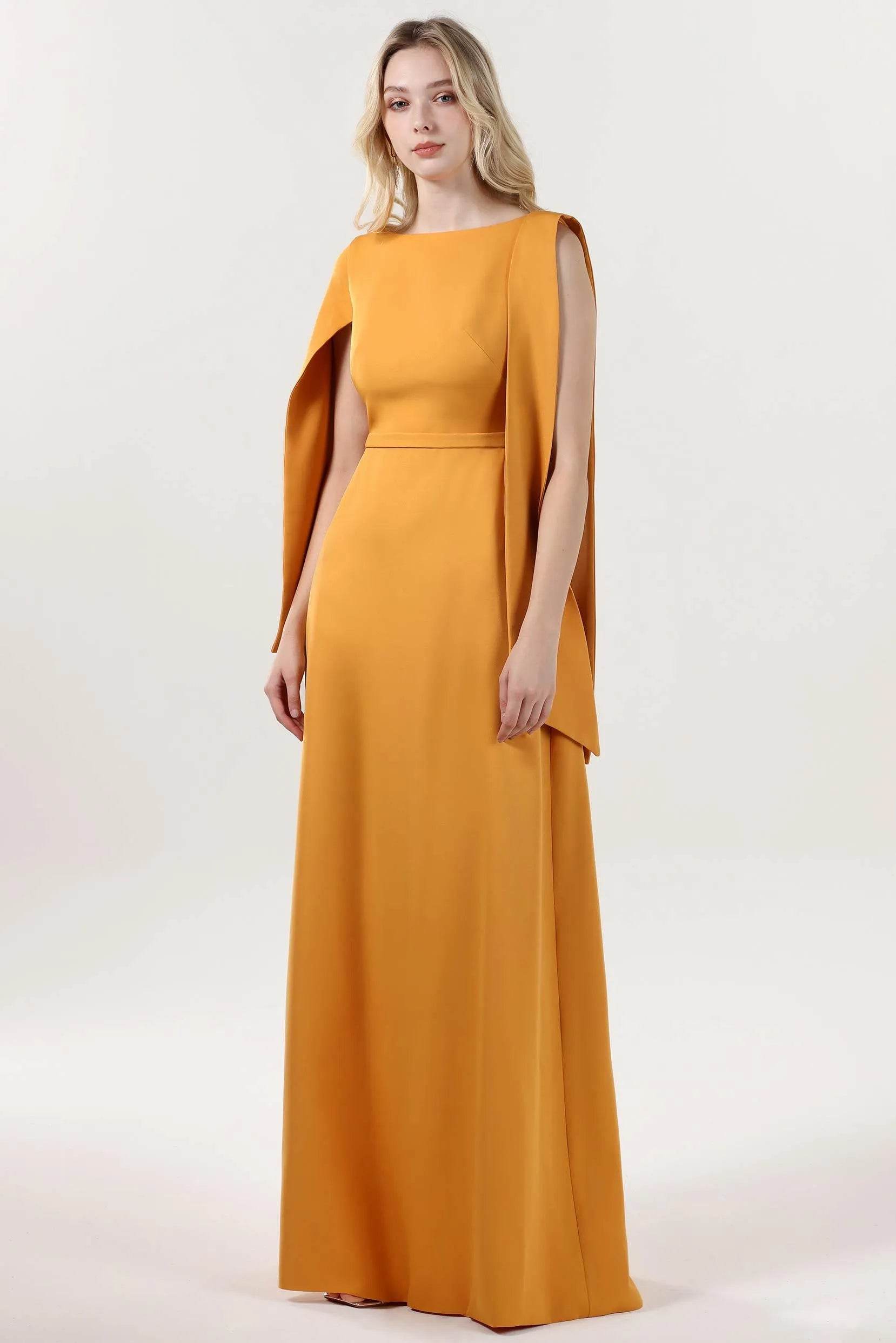 A-Line Maxi Stretch Crepe Formal Dress COCOMELODY CS0586, Ginger A-Line Maxi Stretch Crepe Formal Dress COCOMELODY CS0586, Ginger