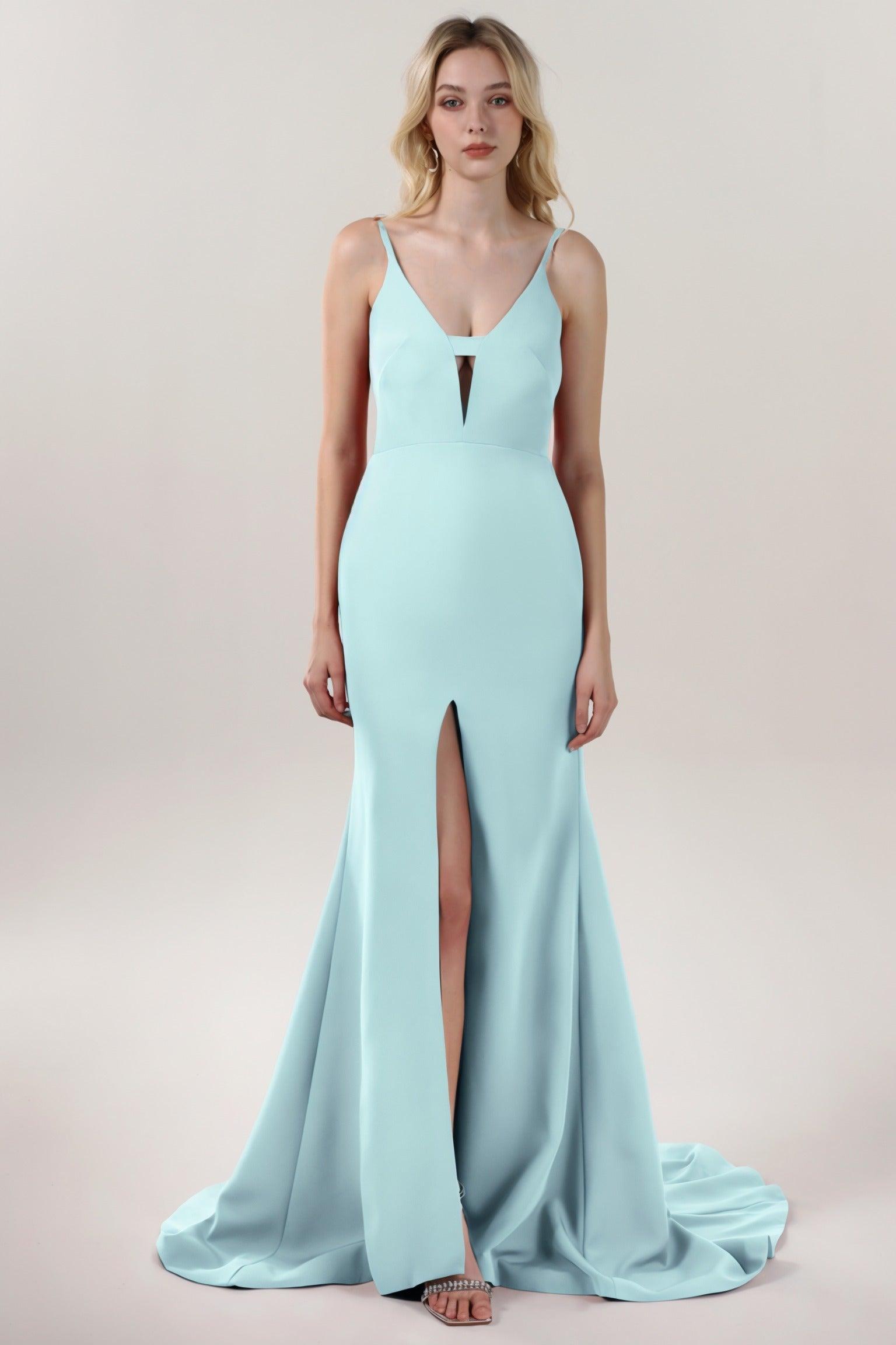 Mermaid Sweep-Brush Train Stretch Crepe Formal Dress CS0588 - COCOMELODY