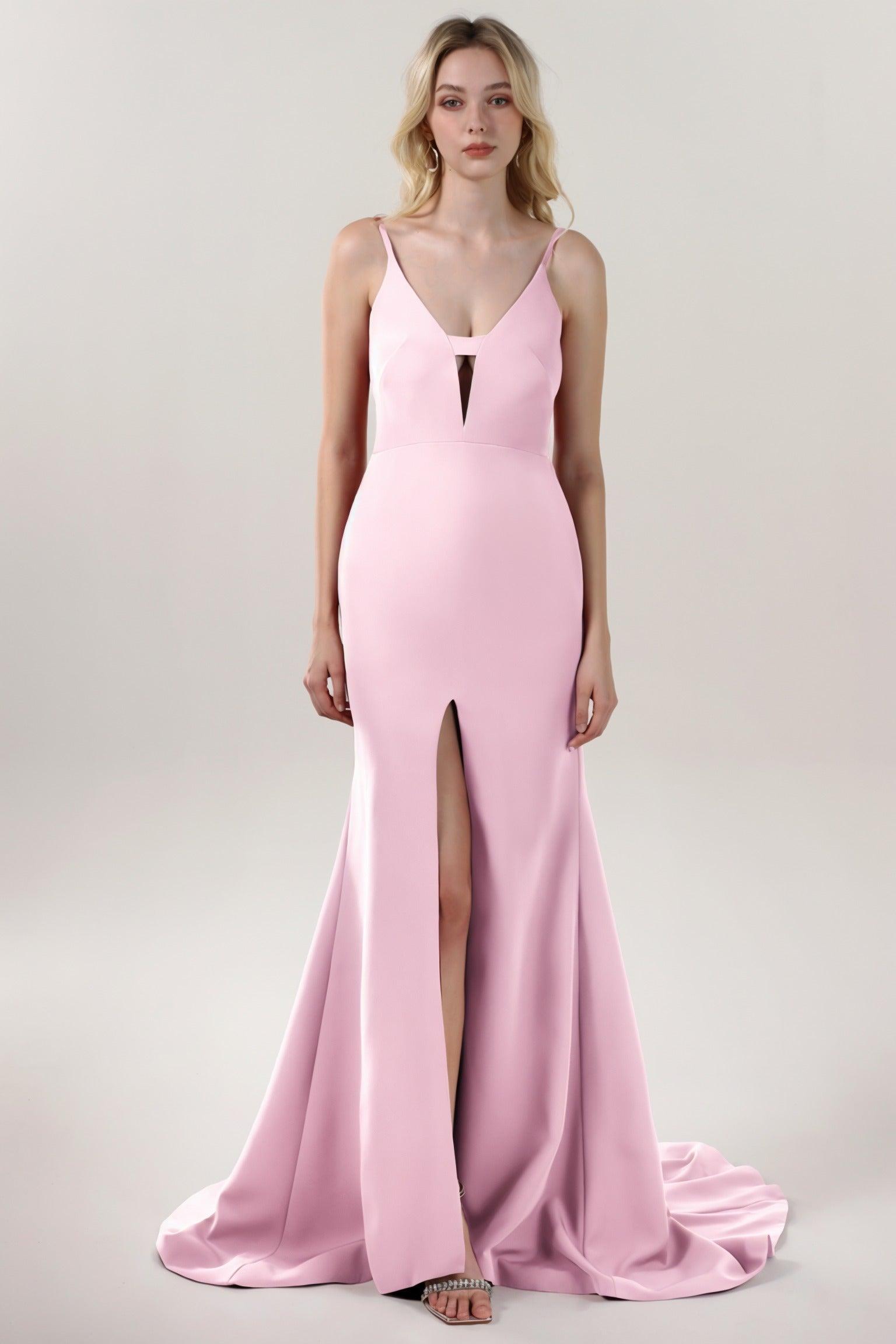 Mermaid Sweep-Brush Train Stretch Crepe Formal Dress CS0588 - COCOMELODY