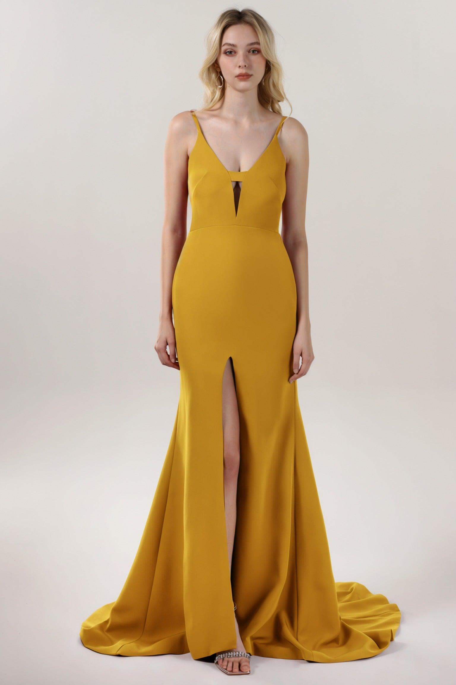 Mermaid Sweep-Brush Train Stretch Crepe Formal Dress CS0588 - COCOMELODY
