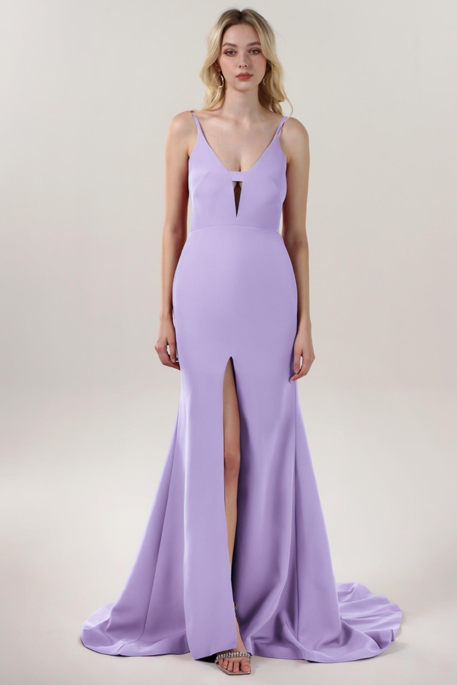 Mermaid Sweep-Brush Train Stretch Crepe Formal Dress CS0588 - COCOMELODY