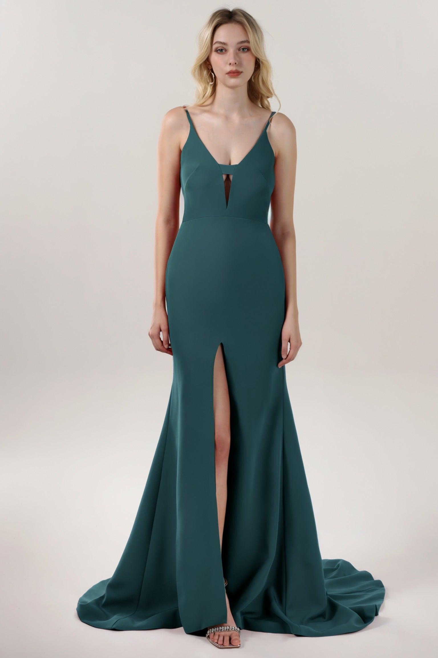 Mermaid Sweep-Brush Train Stretch Crepe Formal Dress CS0588 - COCOMELODY