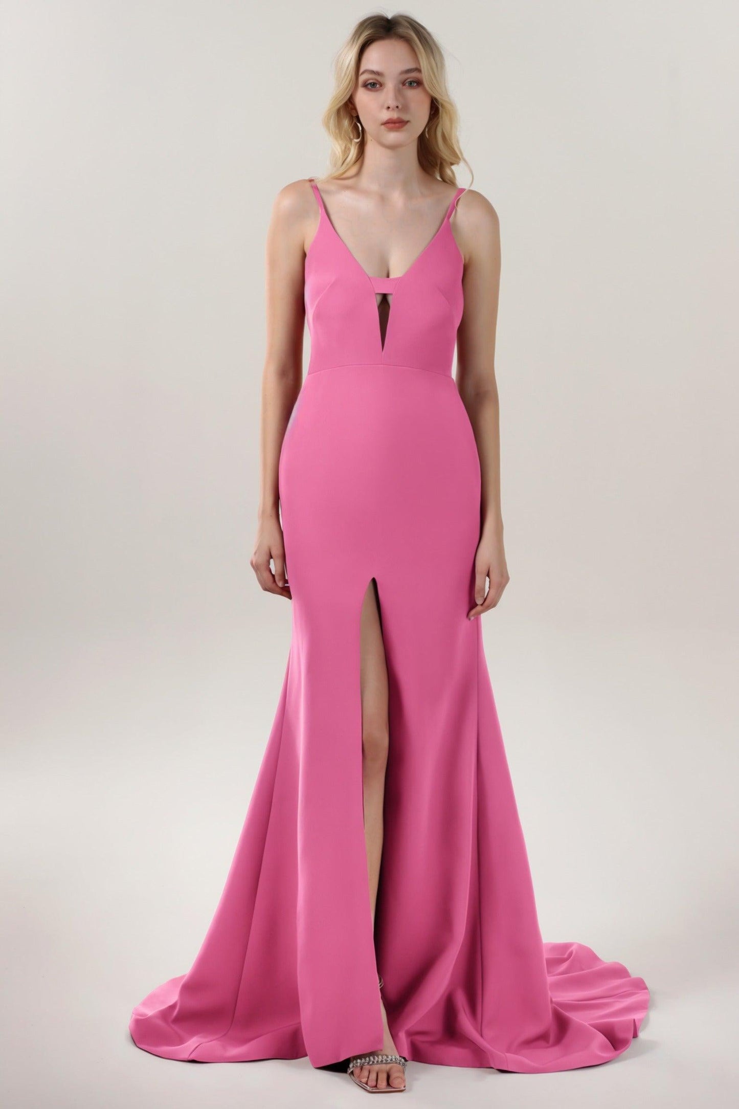 Mermaid Sweep-Brush Train Stretch Crepe Formal Dress CS0588 - COCOMELODY
