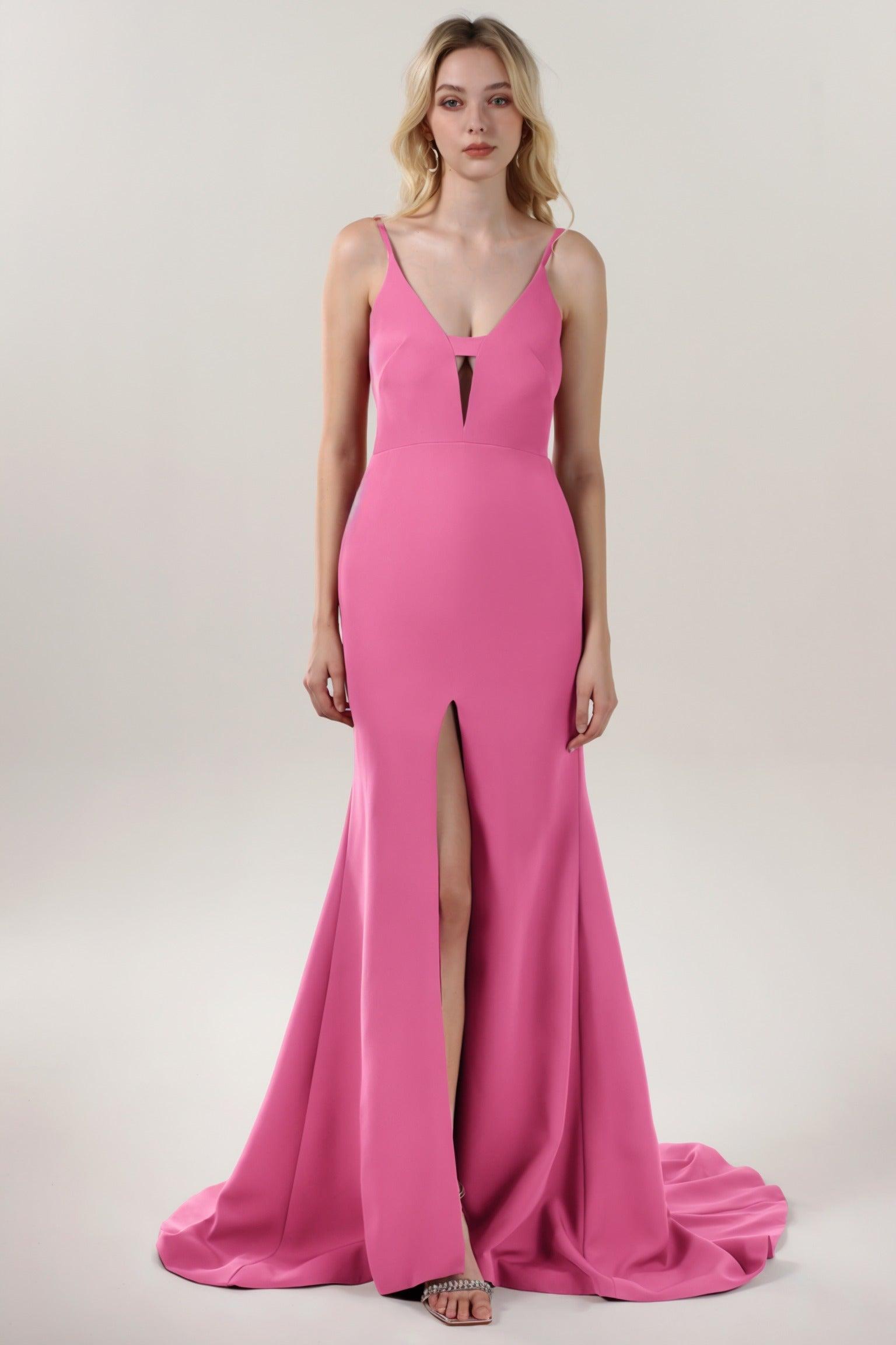 Mermaid Sweep-Brush Train Stretch Crepe Formal Dress CS0588 - COCOMELODY