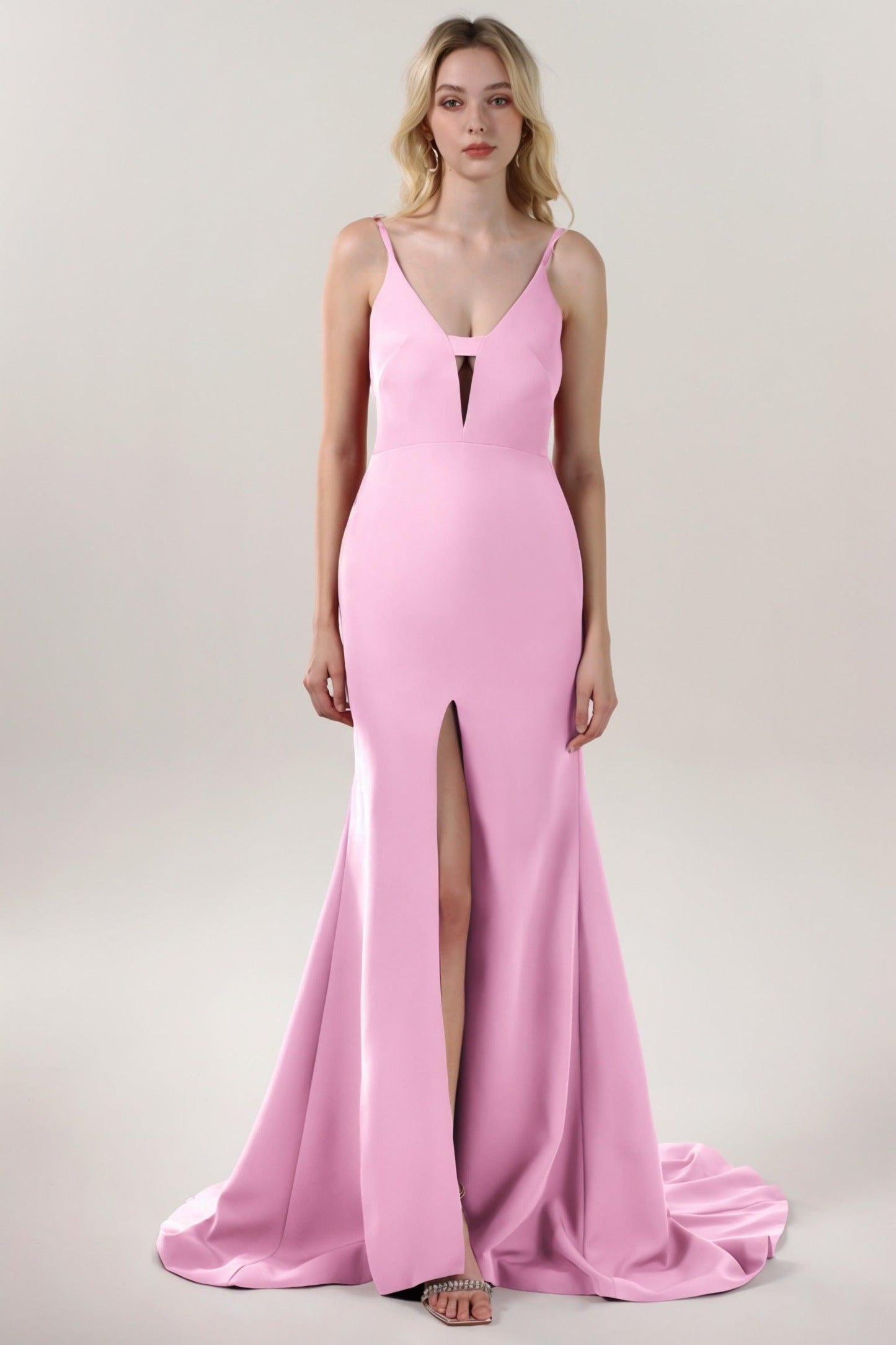 Mermaid Sweep-Brush Train Stretch Crepe Formal Dress CS0588 - COCOMELODY