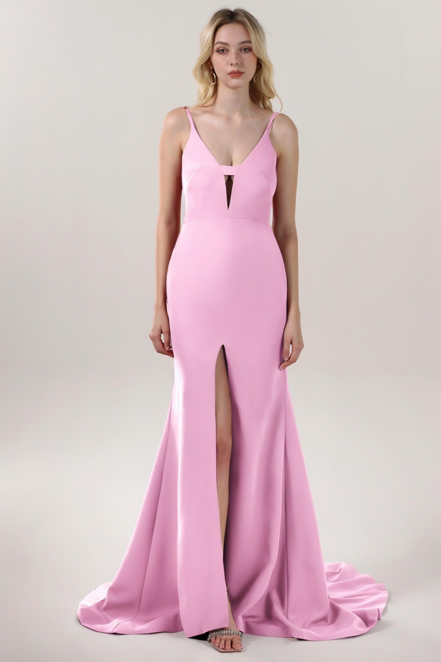 Mermaid Sweep-Brush Train Stretch Crepe Formal Dress CS0588 - COCOMELODY
