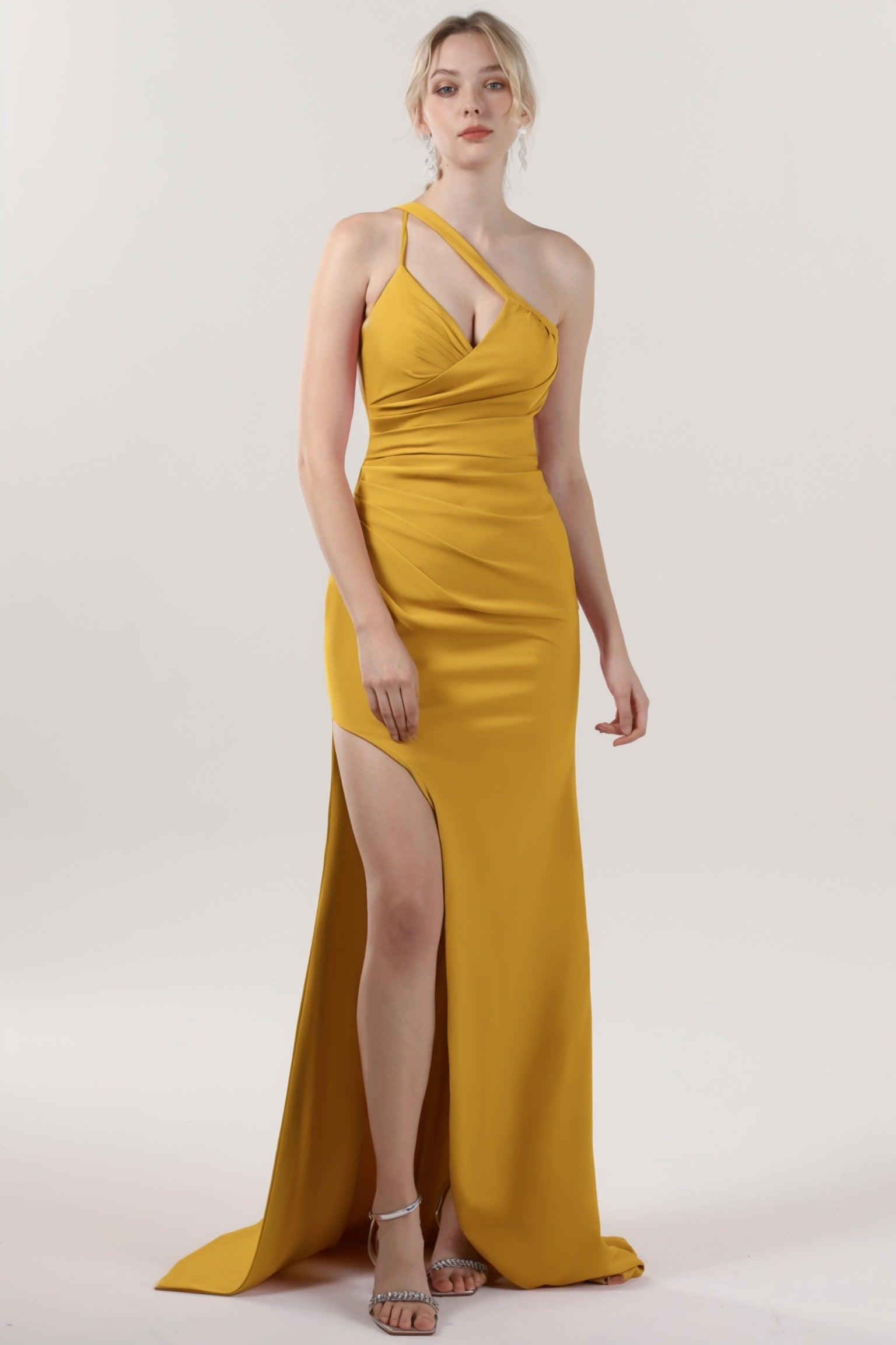 Sheath-Column Sweep-Brush Train Stretch Crepe Formal Dress CS0589 - COCOMELODY