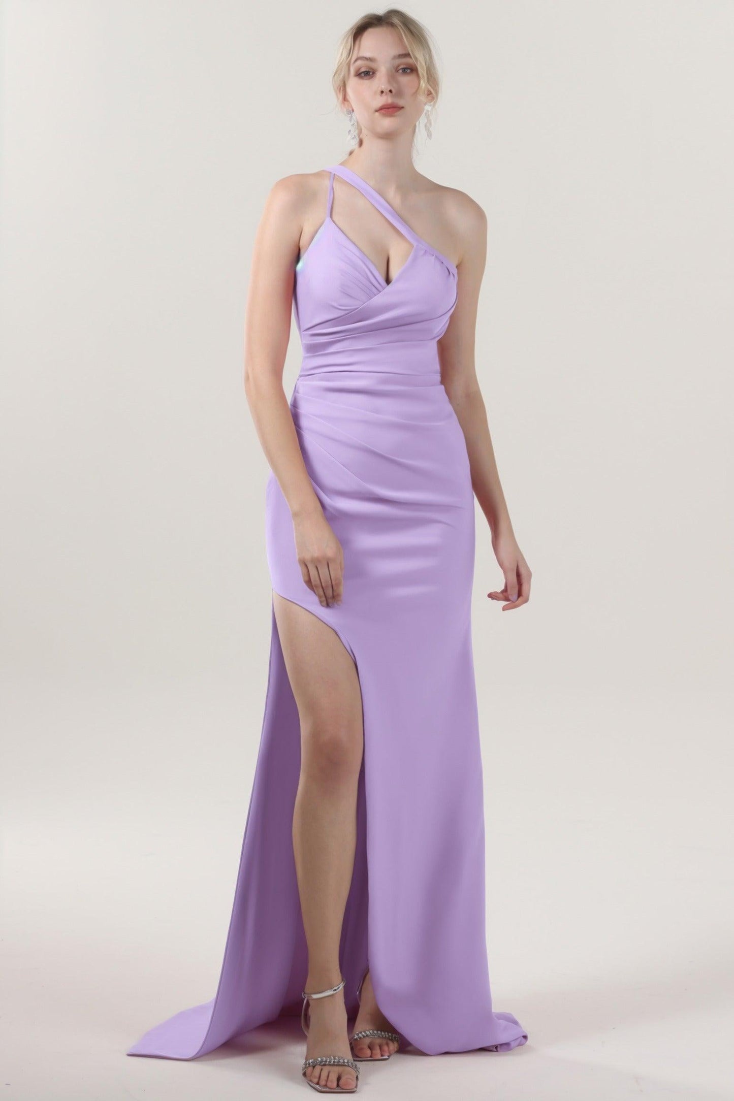Sheath-Column Sweep-Brush Train Stretch Crepe Formal Dress CS0589 - COCOMELODY