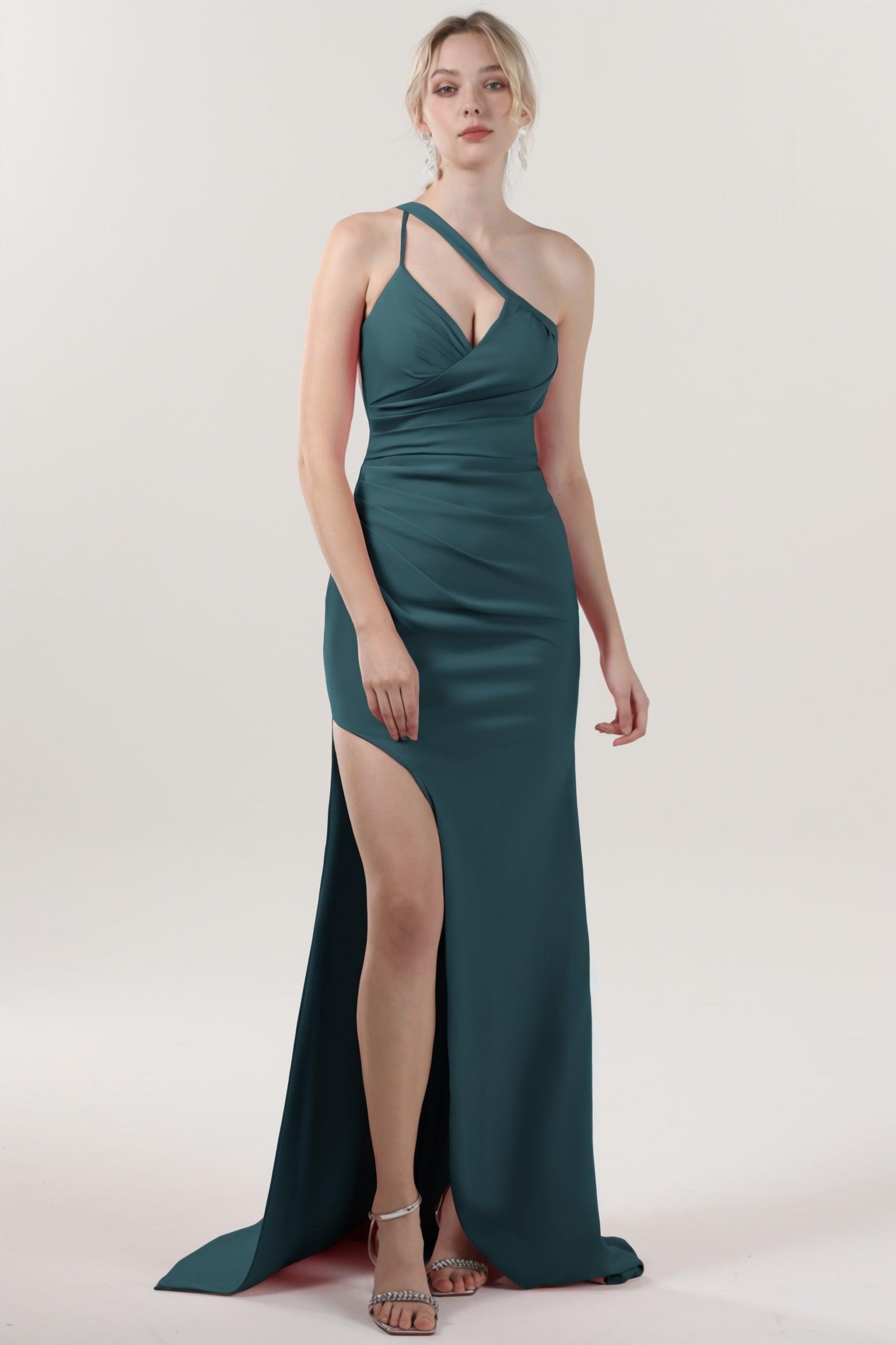 Sheath-Column Sweep-Brush Train Stretch Crepe Formal Dress CS0589 - COCOMELODY