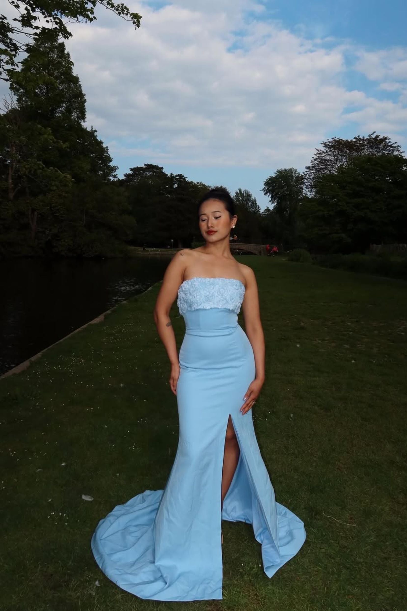 a*o様 Cocomelody ココメロディ　マーメイドドレス サッシュベルト付 Cocomelody Sweep-Brush Train Blue Prom Dress Mermaid Formal Dress
