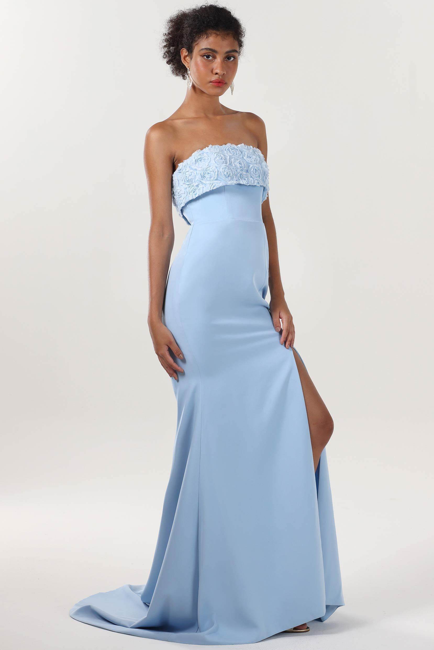 mermaid trumpet bridesmaid dresses Cocomelody Sweep-Brush Train Blue Prom Dress Mermaid Formal Dress CS0591, Pale Pink