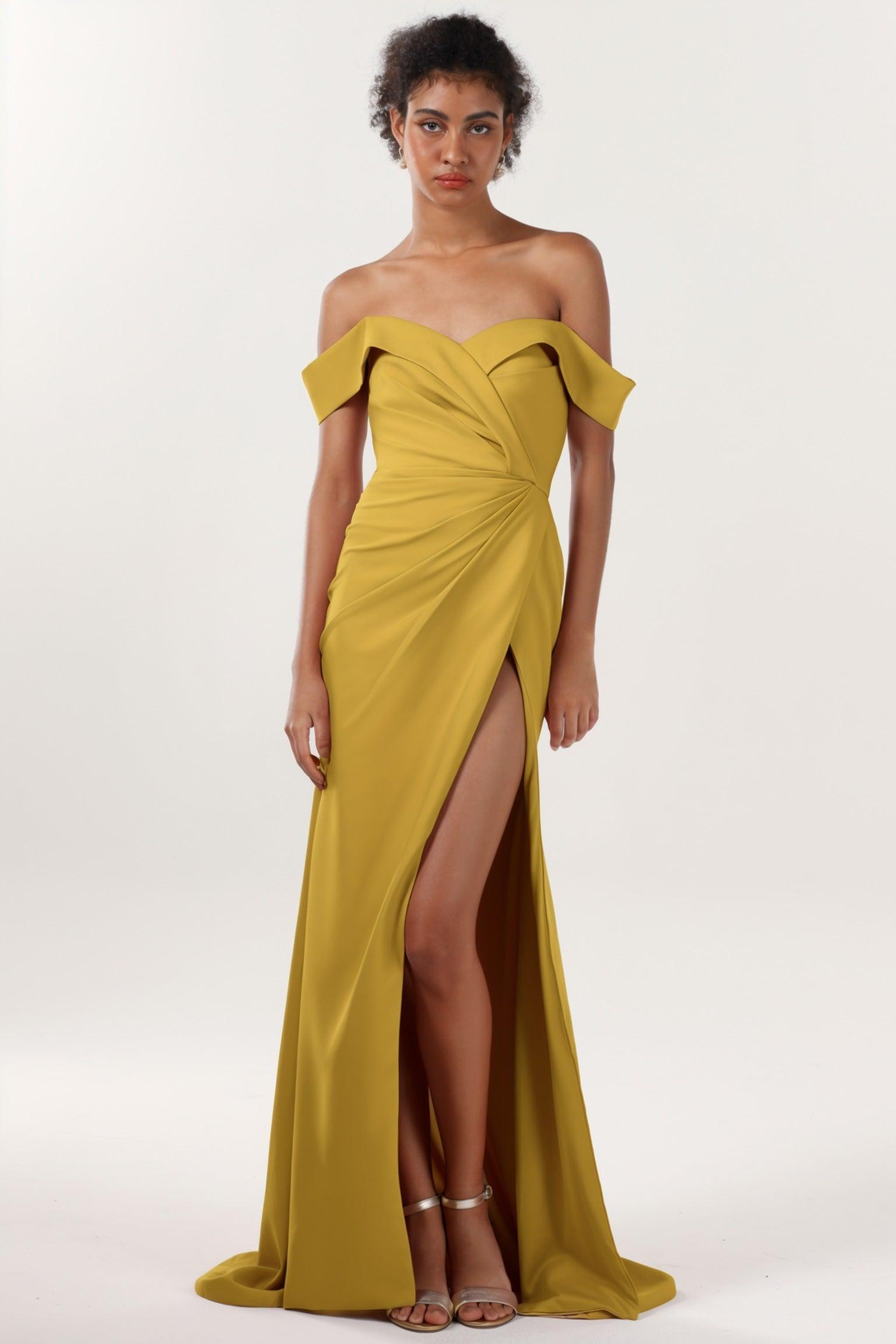 Sheath-Column Sweep-Brush Train Stretch Crepe Formal Dress CS0595 - COCOMELODY
