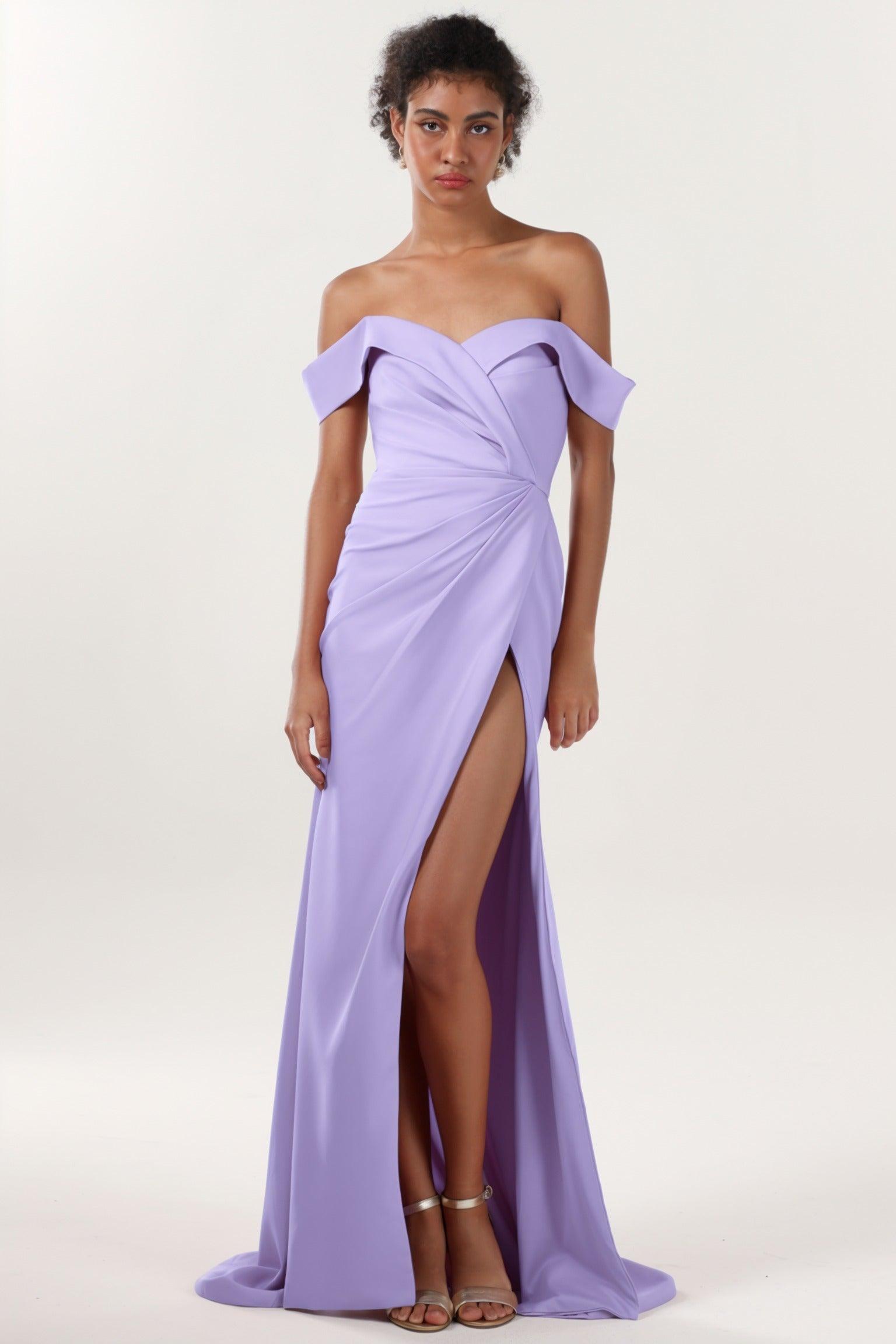 Sheath-Column Sweep-Brush Train Stretch Crepe Formal Dress CS0595 - COCOMELODY