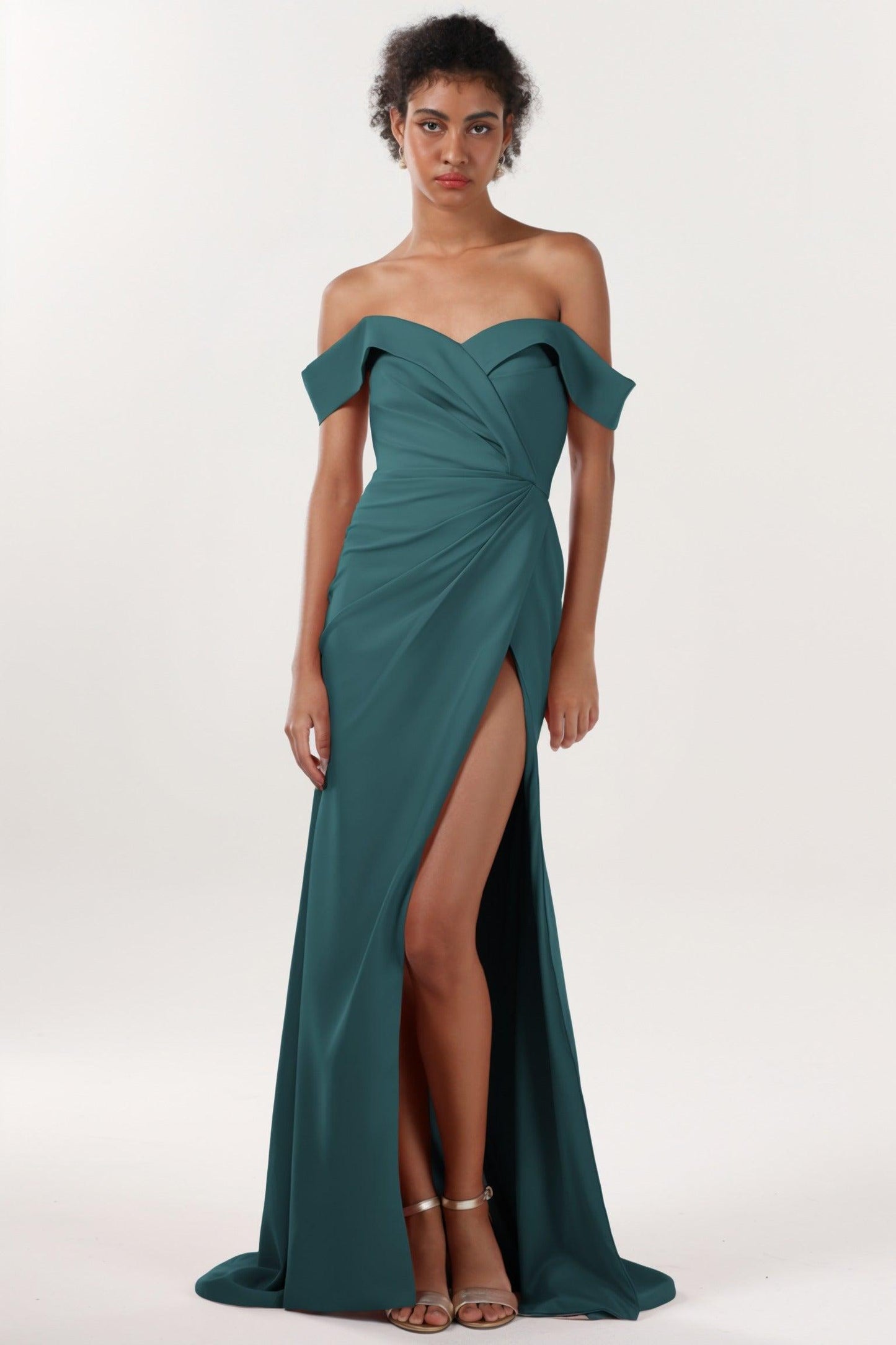 Sheath-Column Sweep-Brush Train Stretch Crepe Formal Dress CS0595 - COCOMELODY