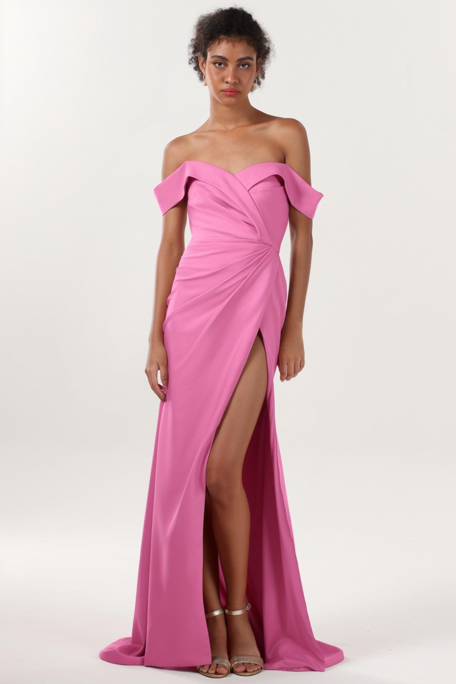 Sheath-Column Sweep-Brush Train Stretch Crepe Formal Dress CS0595 - COCOMELODY