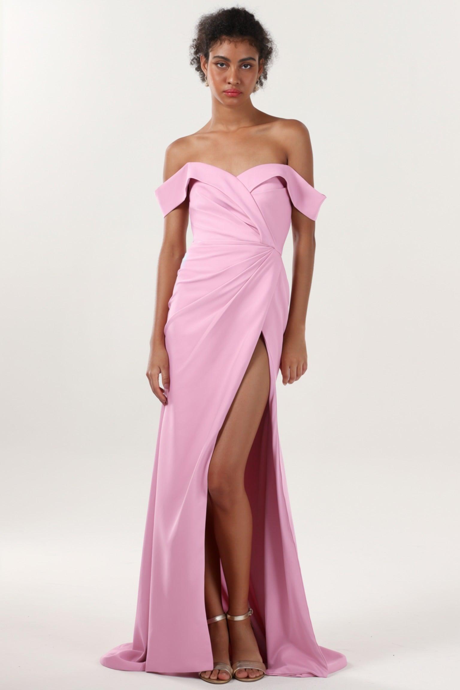 Sheath-Column Sweep-Brush Train Stretch Crepe Formal Dress CS0595 - COCOMELODY