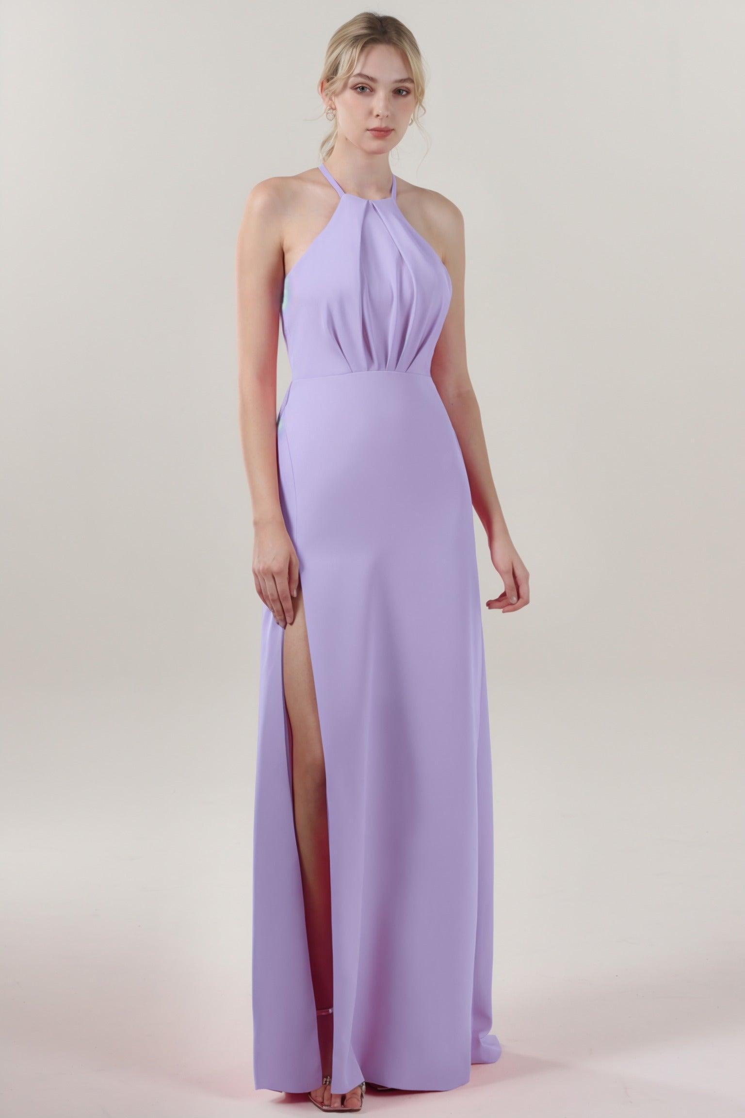 Sheath-Column Maxi Stretch Crepe Bridesmaid Dress CS0597BM - COCOMELODY