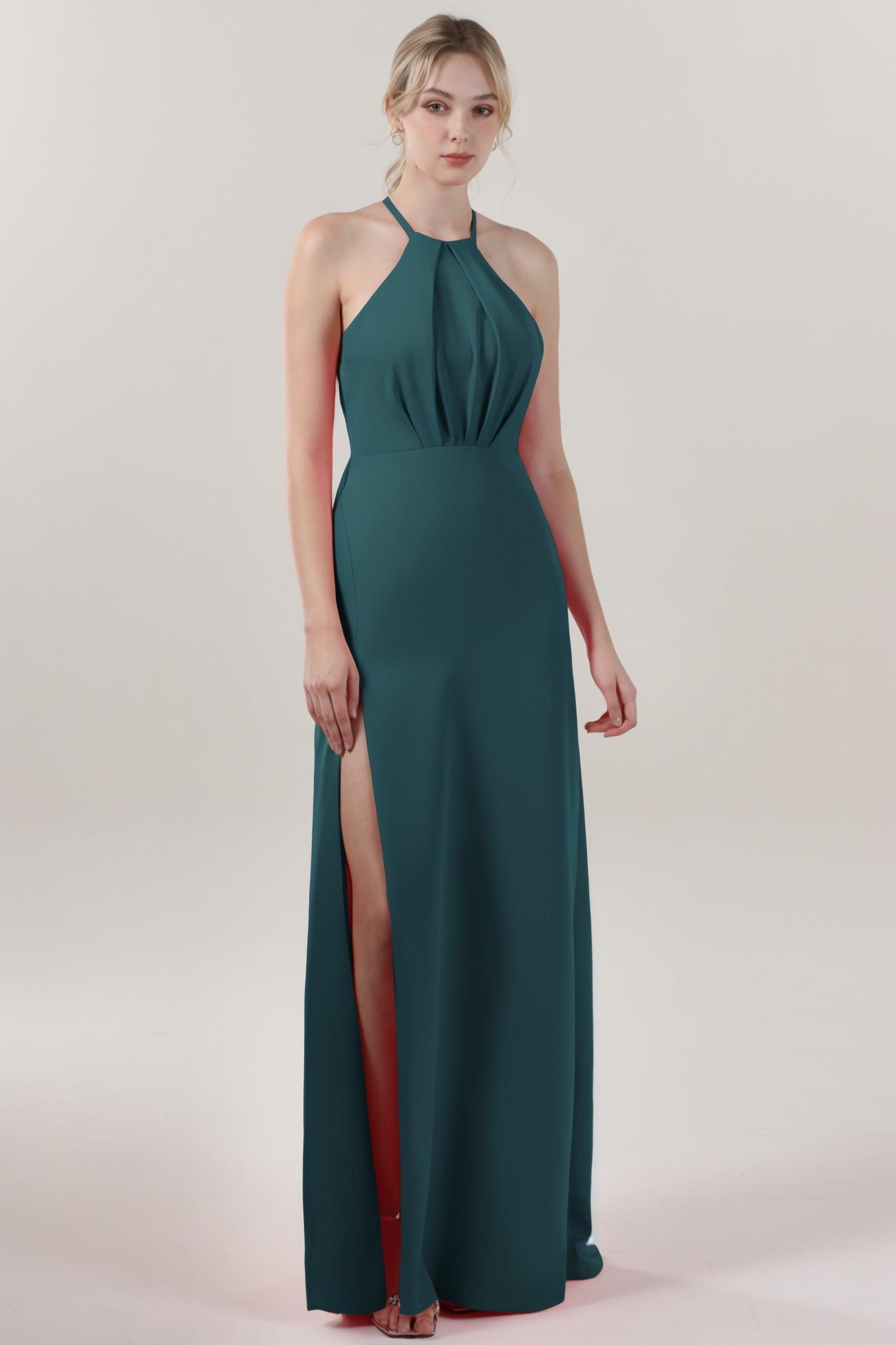 Sheath-Column Maxi Stretch Crepe Bridesmaid Dress CS0597BM - COCOMELODY